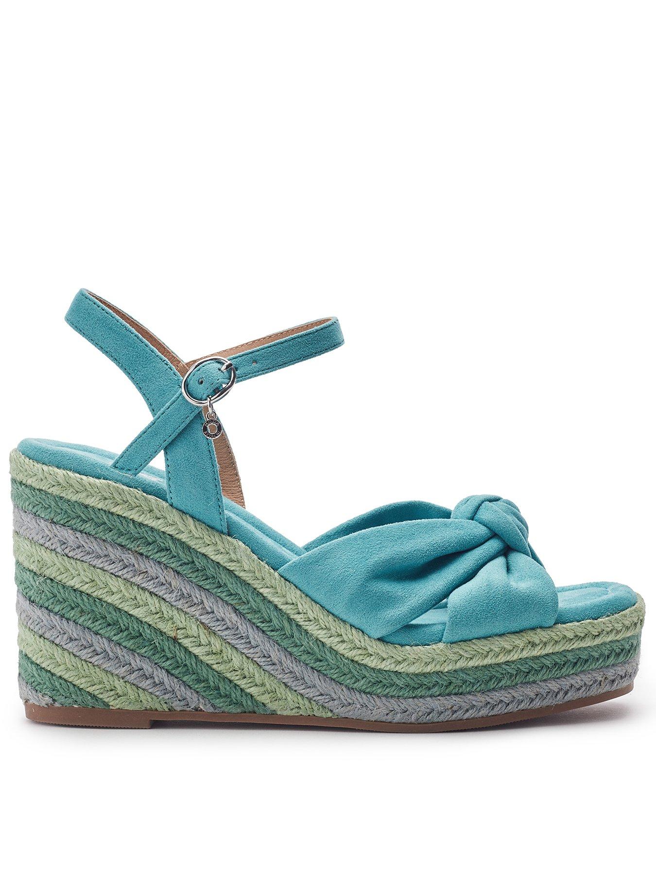 Moda In Pelle Margaritaa & Alcantara Knot Detail Wedge Sandals - Blue