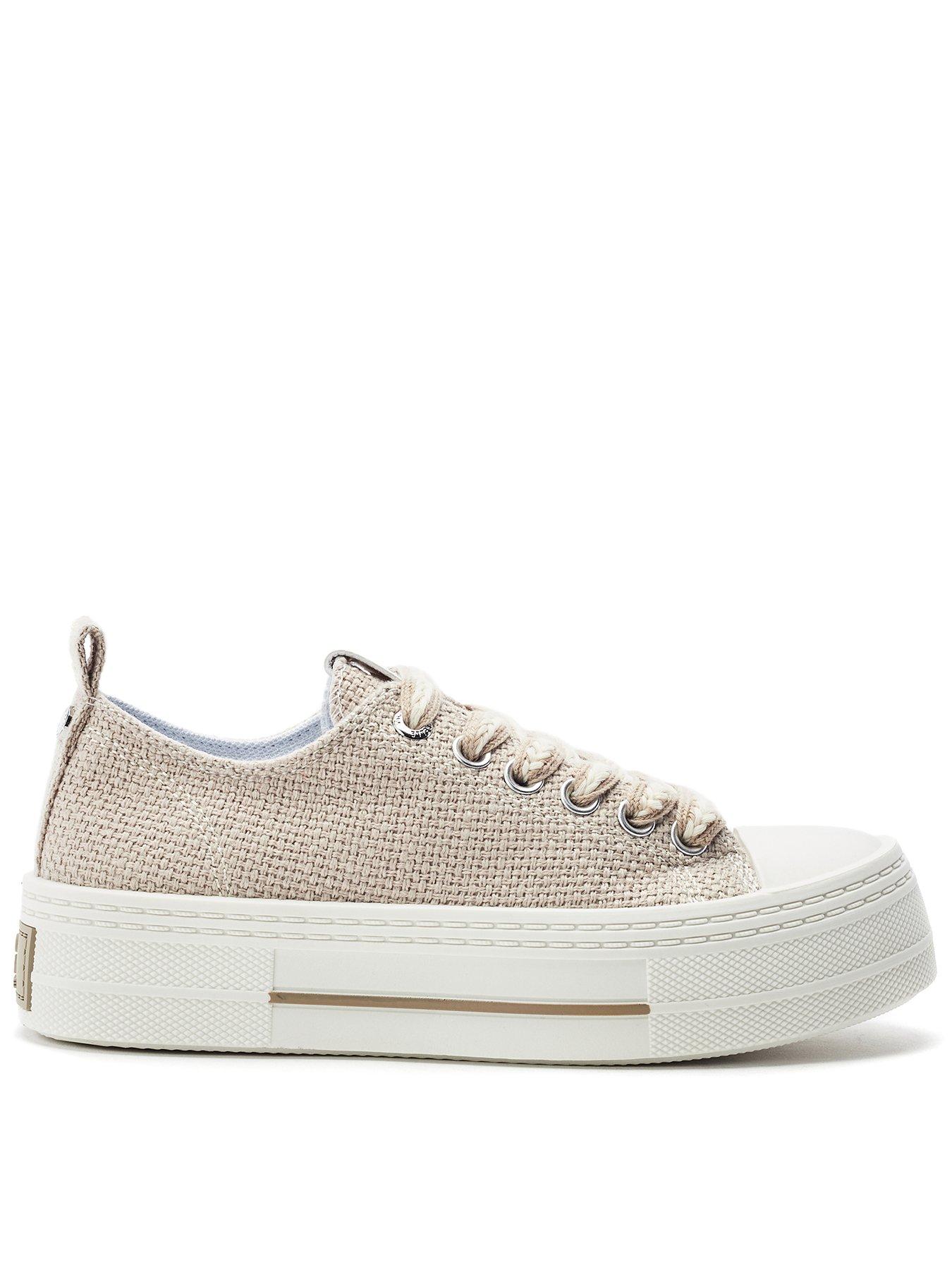 Moda In Pelle Betta Natural Raffia Woven Upper Chunky Trainer
