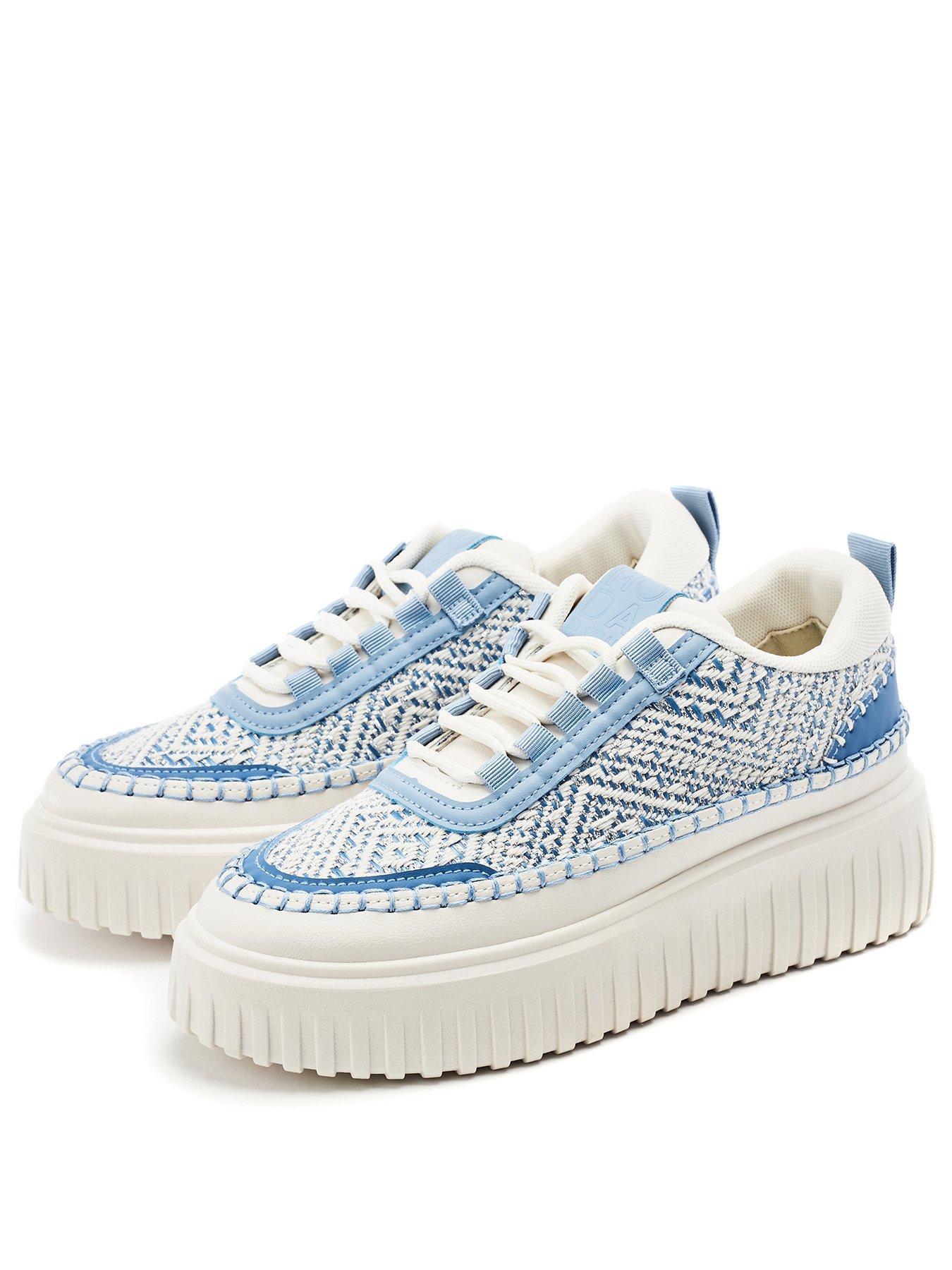Image 2 of 4 of Moda In Pelle Barika Blue Porvair Chunky Textile Detail Trainer
