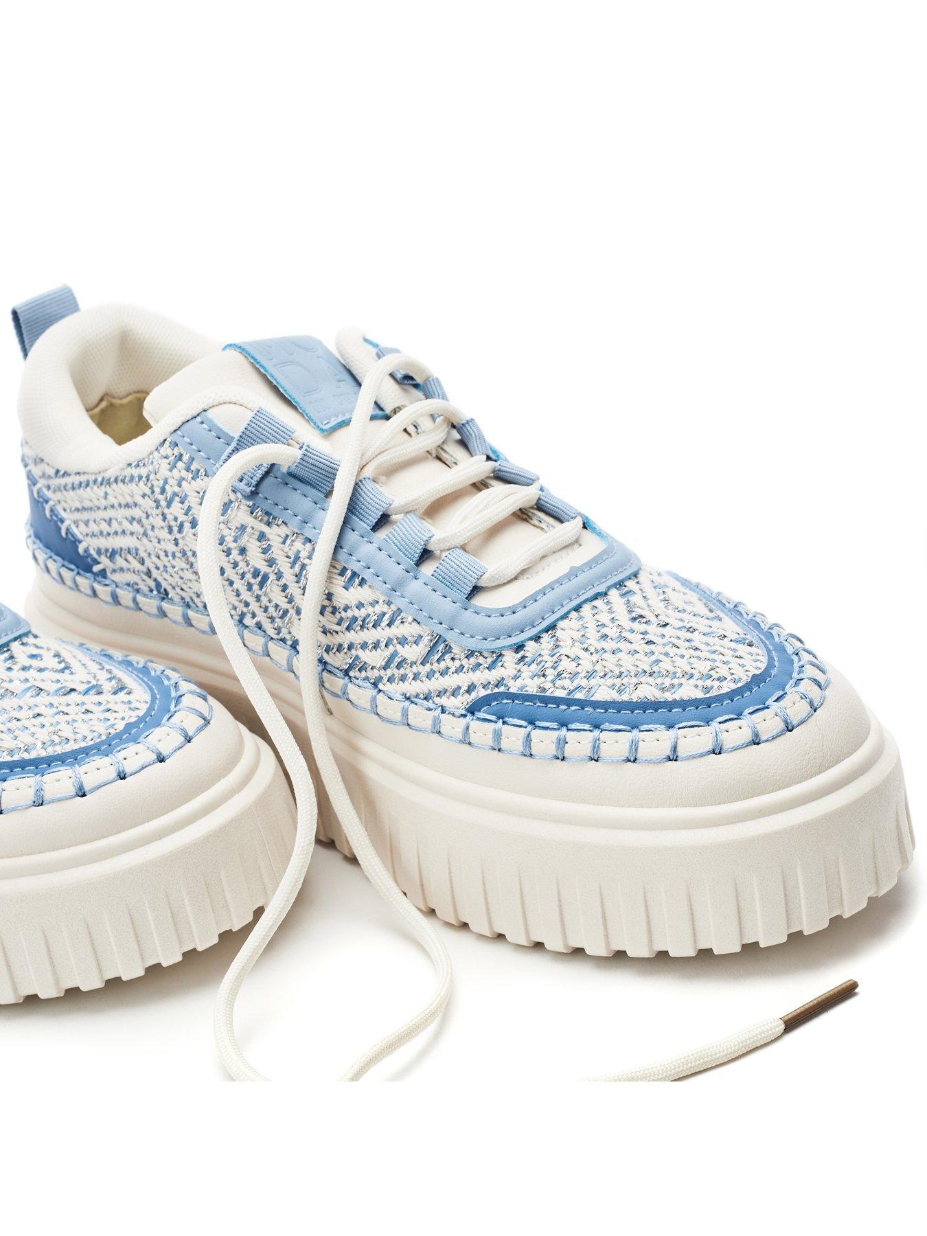 Image 4 of 4 of Moda In Pelle Barika Blue Porvair Chunky Textile Detail Trainer