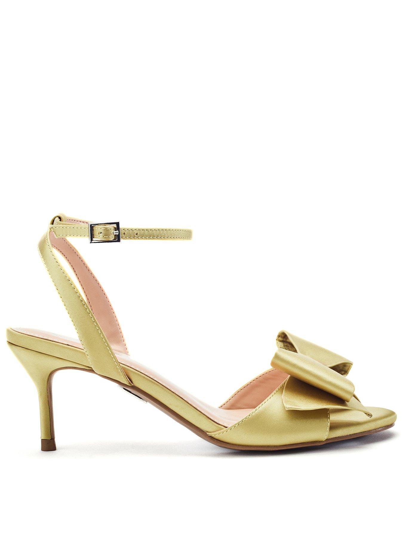 Moda In Pelle Lotty Lime Green Satin Low Sandal With Large Bow Trim