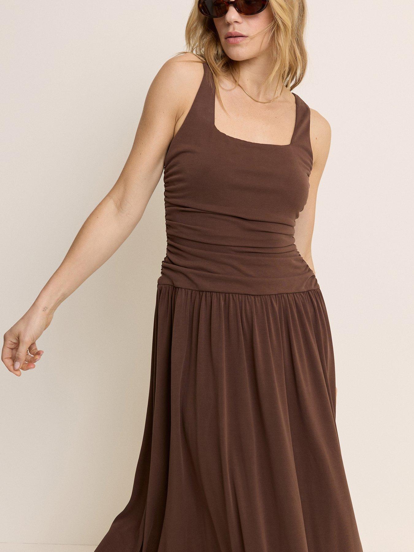 knee length dresses for ladies Nathalie Ribbed Midi Dress - Blue main image 1