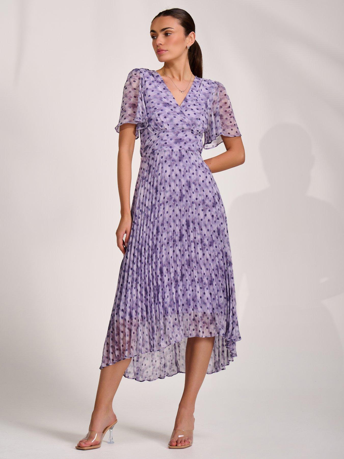 Jolie Moi Printed Chiffon Glitter Maxi Dress - Purple | Very
