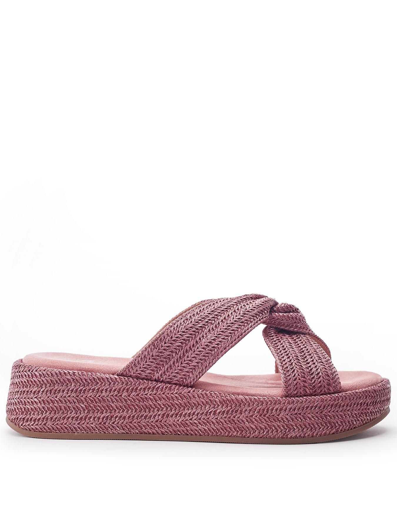 Moda In Pelle Keeli Textile Twist Feature Platform Sandal - Pink