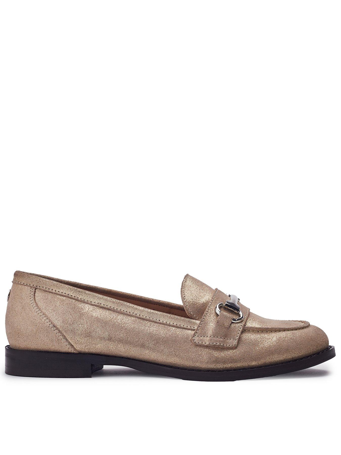 Image 1 of 3 of Moda In Pelle Elarra Champagne Leather Flat Snaffle Trime Loafer
