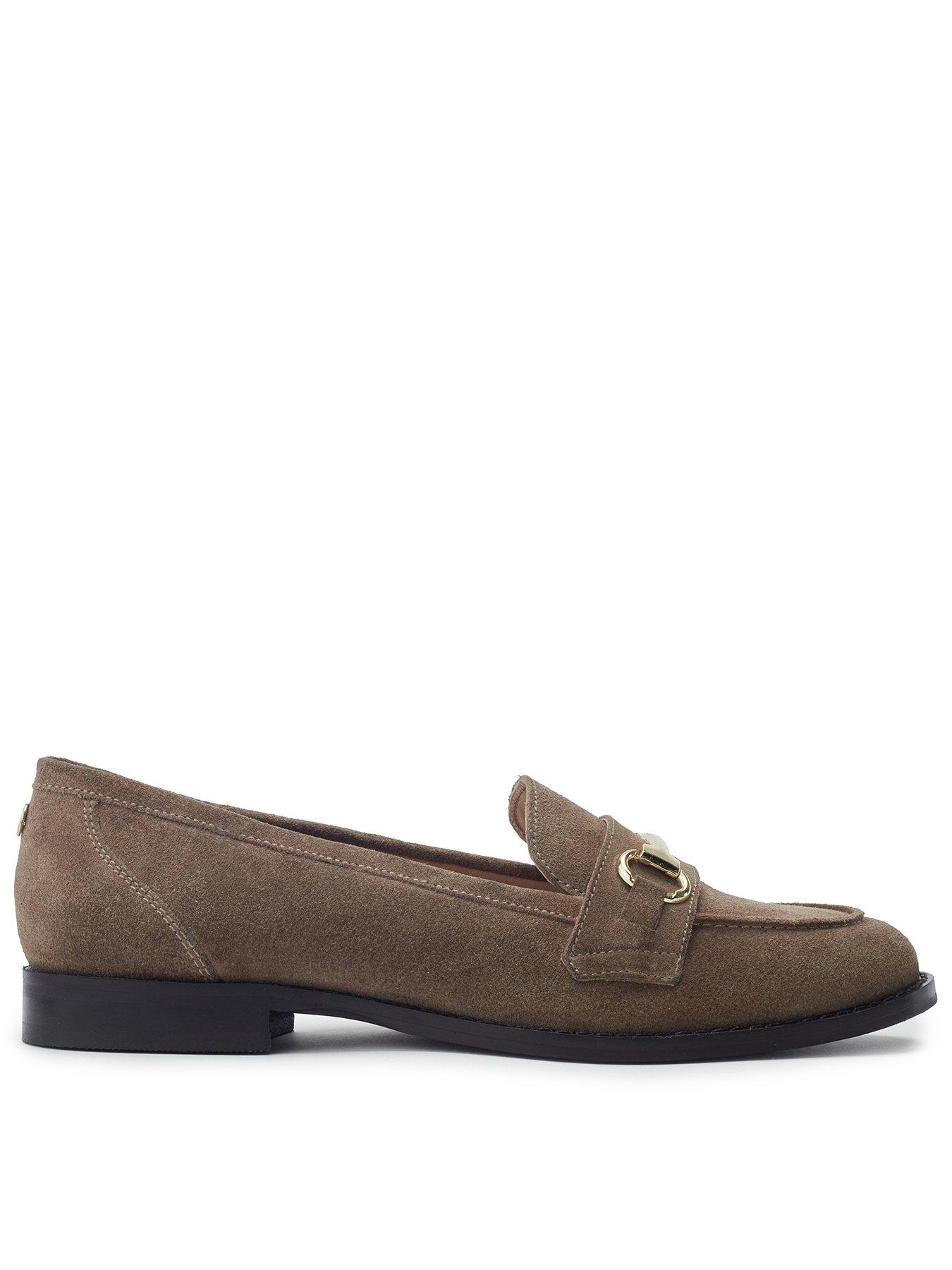 Moda In Pelle Elarra Taupe Suede Flat Snaffle Trime Loafer, Brown, Size 5, Women