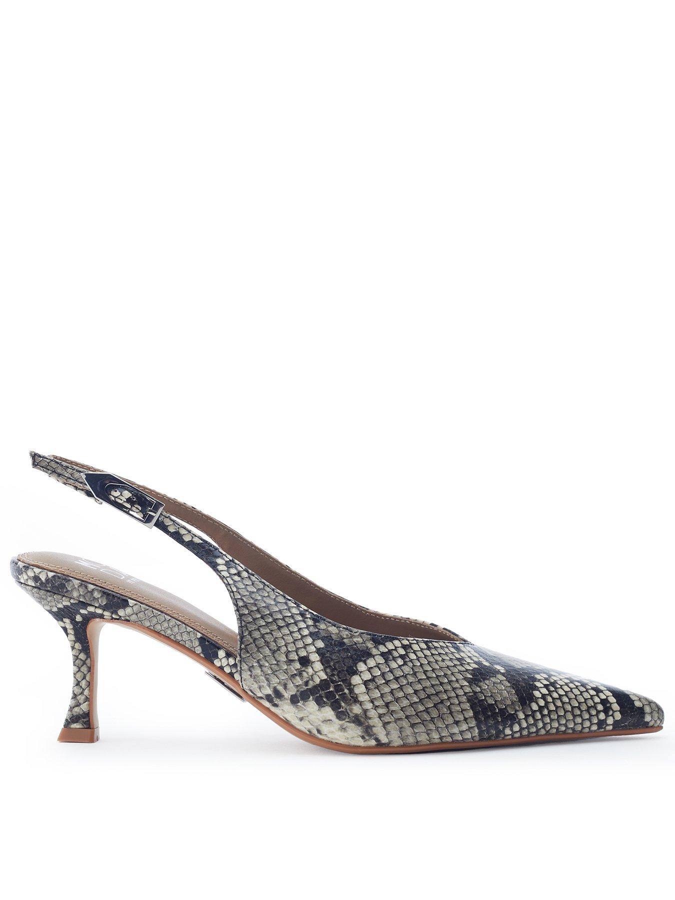 Image 1 of 4 of Moda In Pelle Gallia Grey Mix Snake Print Pointed Toe Slingback
