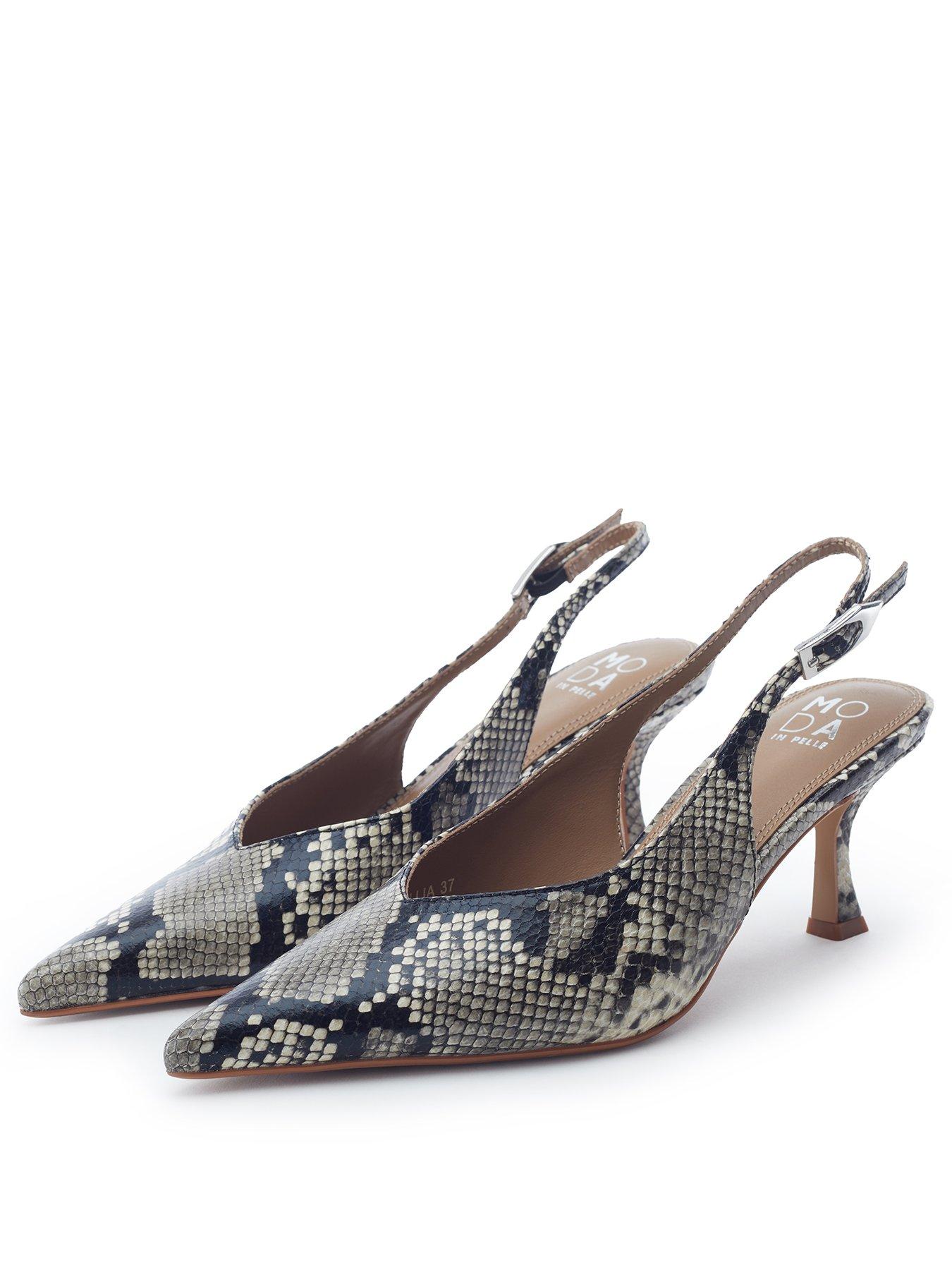 Image 2 of 4 of Moda In Pelle Gallia Grey Mix Snake Print Pointed Toe Slingback