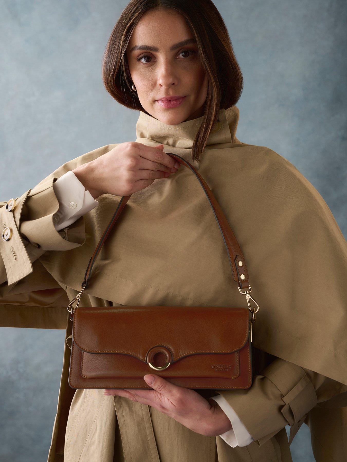 Osprey London The Marlow Leather Shoulder Bag, Beige, Women
