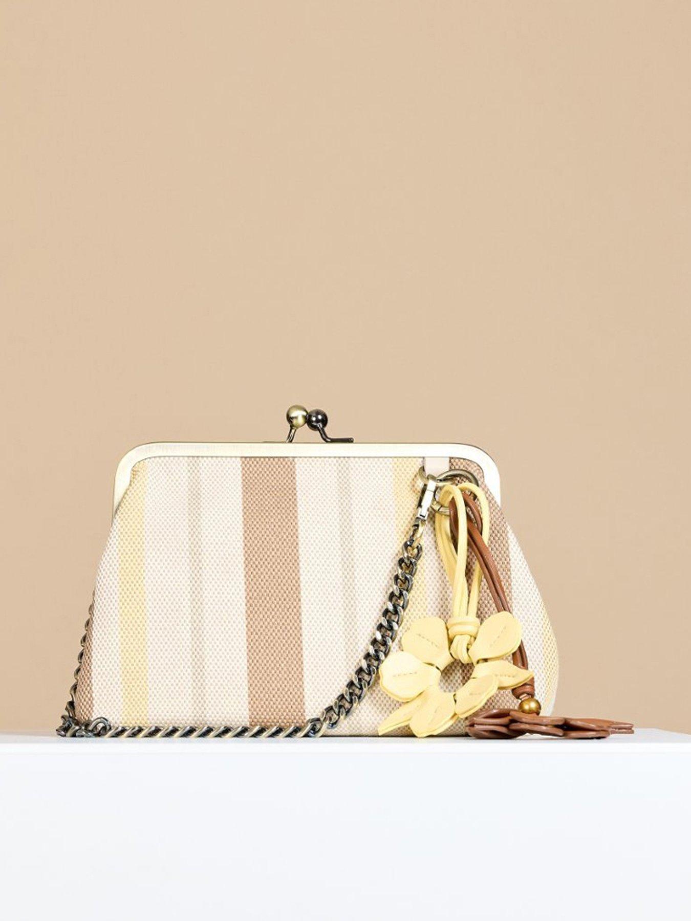 Image 1 of 2 of Little Mistress Stripe Frame Bag - Yellow