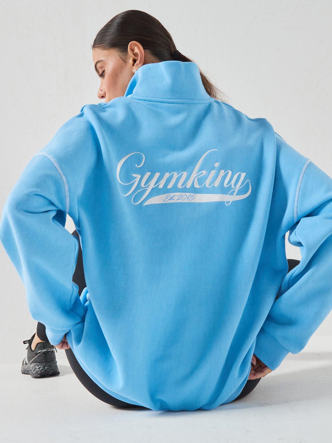 Image 1 of 6 of Gym King Womens Renew Flatlock 1/4 Zip Funnel Sweatshirt - Blue