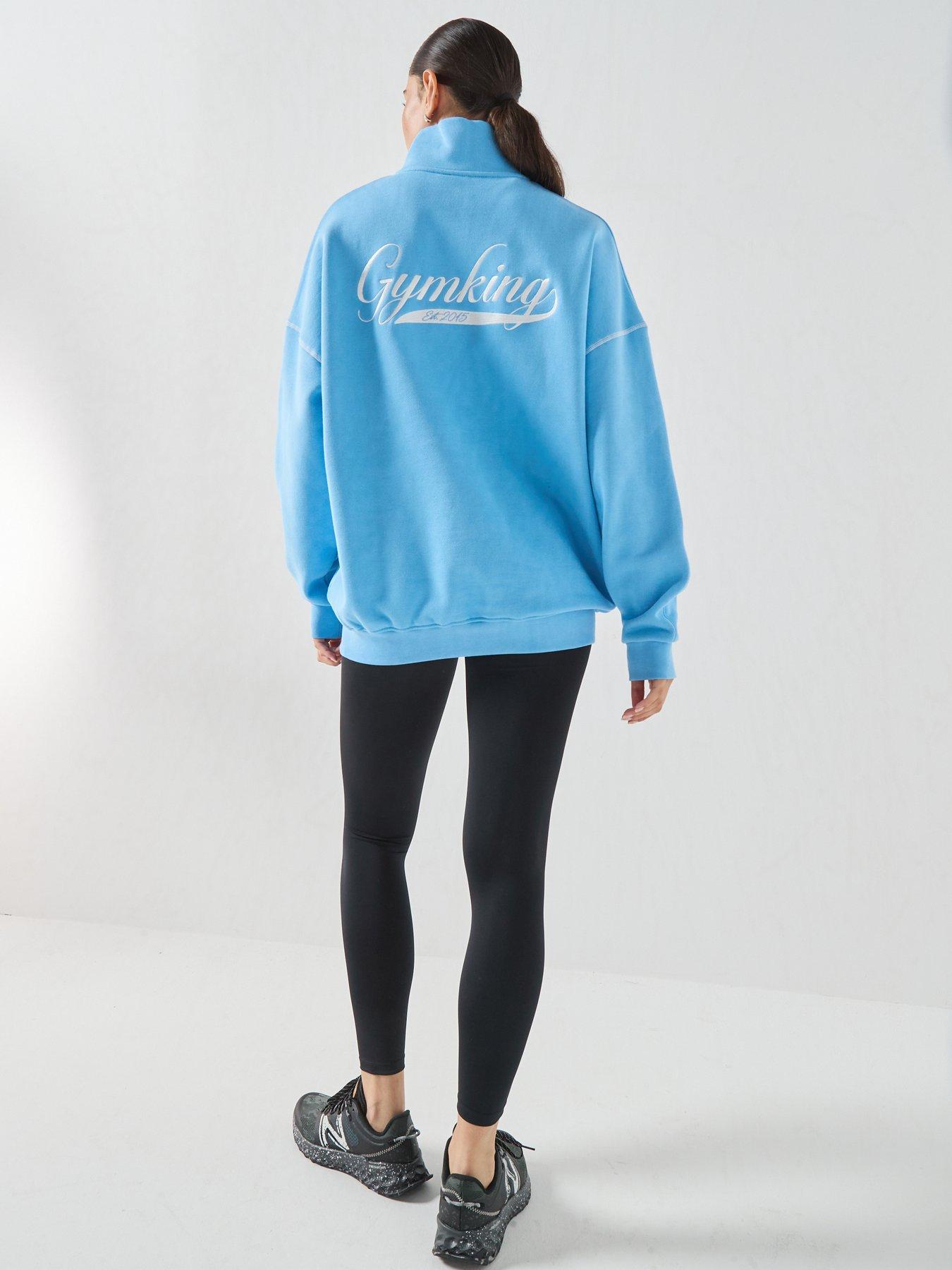 Image 6 of 6 of Gym King Womens Renew Flatlock 1/4 Zip Funnel Sweatshirt - Blue