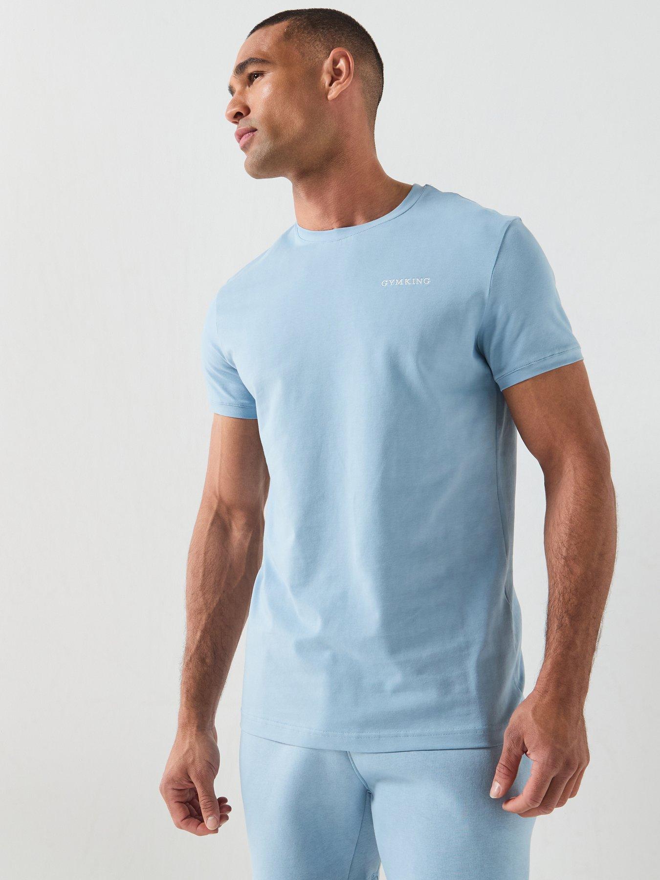 Gym King Mens Fundamental Linear Tee - Blue