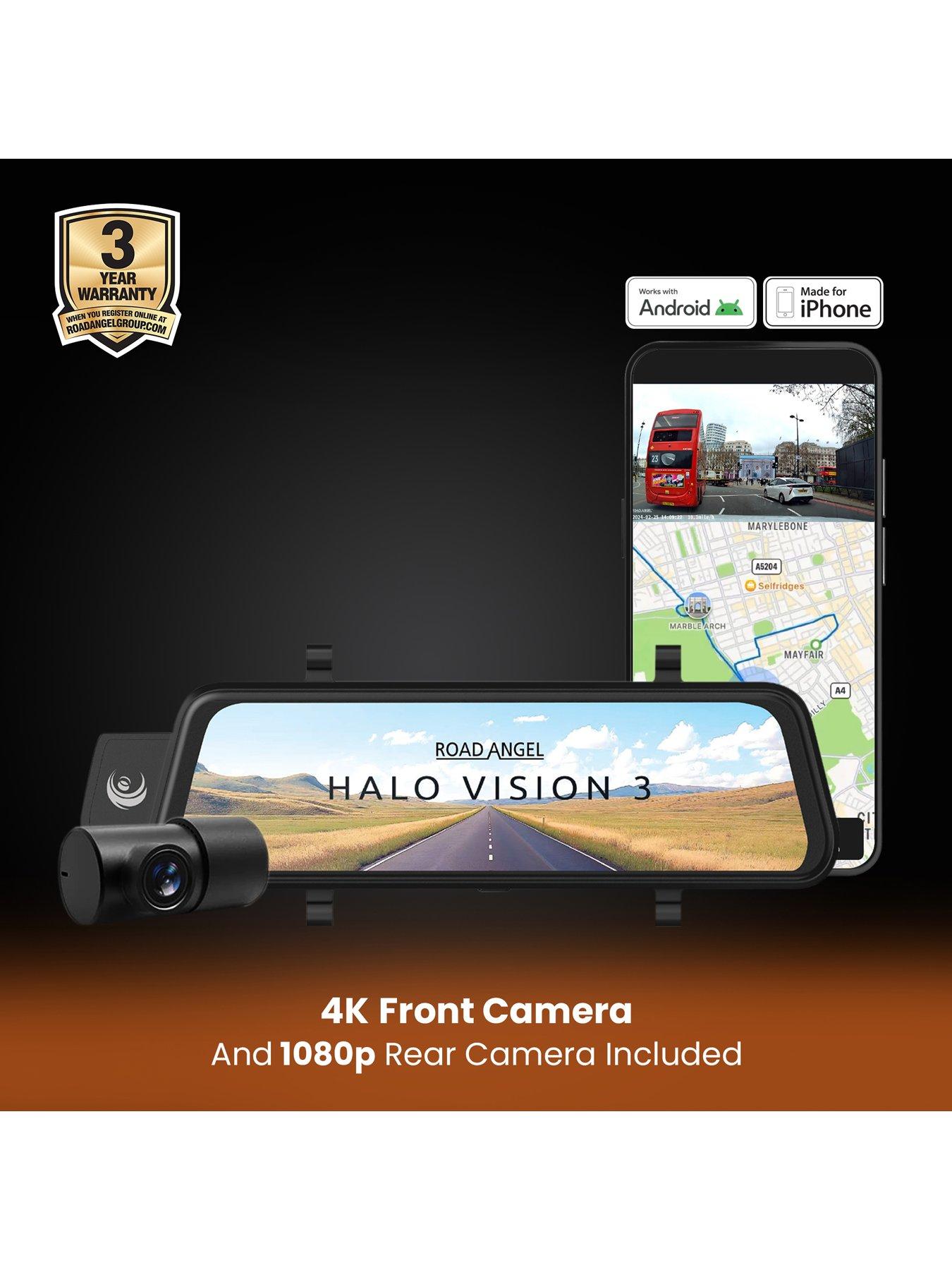 Road Angel Halo Vision 3 Rear View Mirror 1080p Dual Dashcam inc 64GB ...