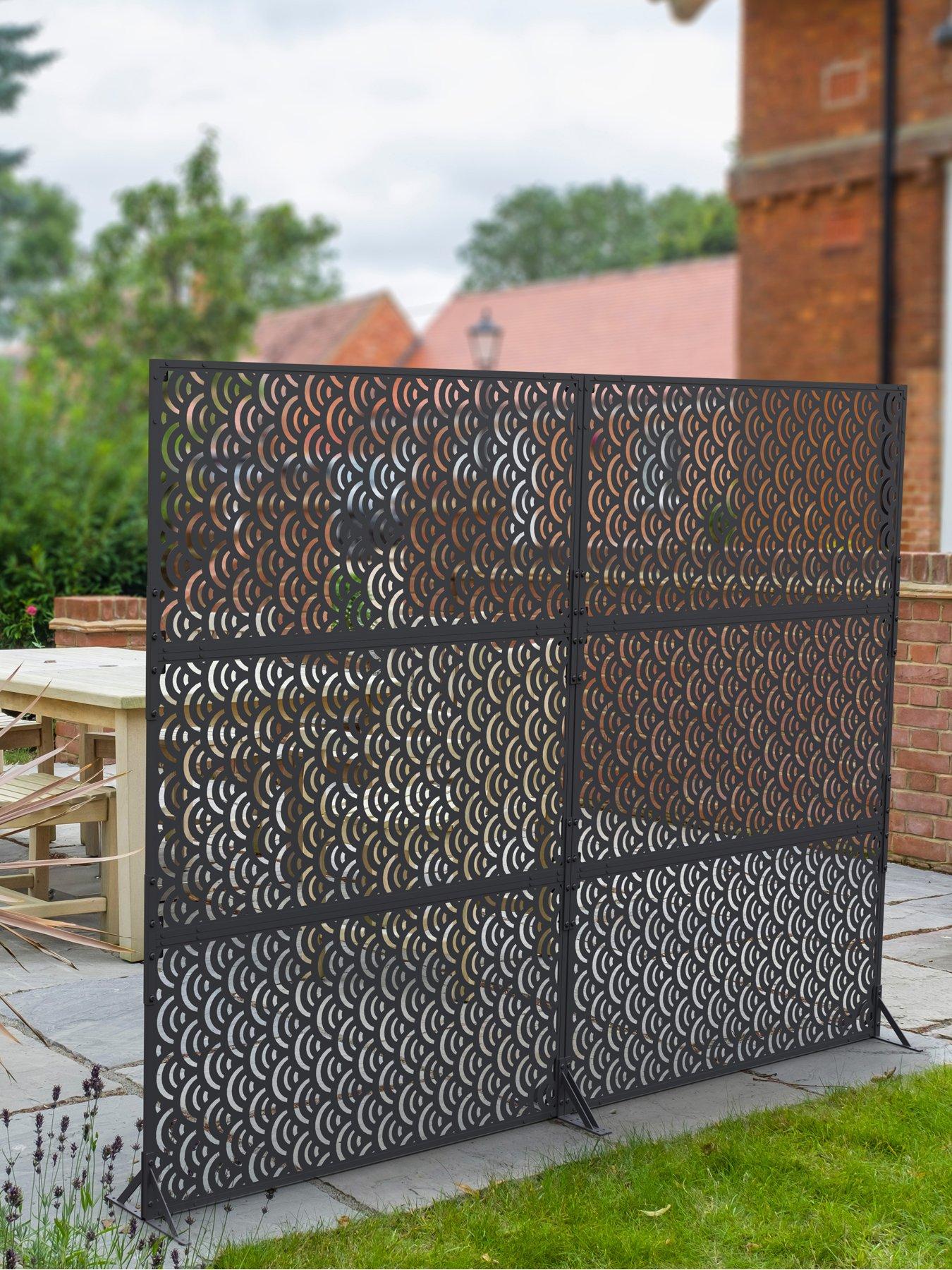 Panacea Modern Wave Garden Screen 120 X 60 Cm Black