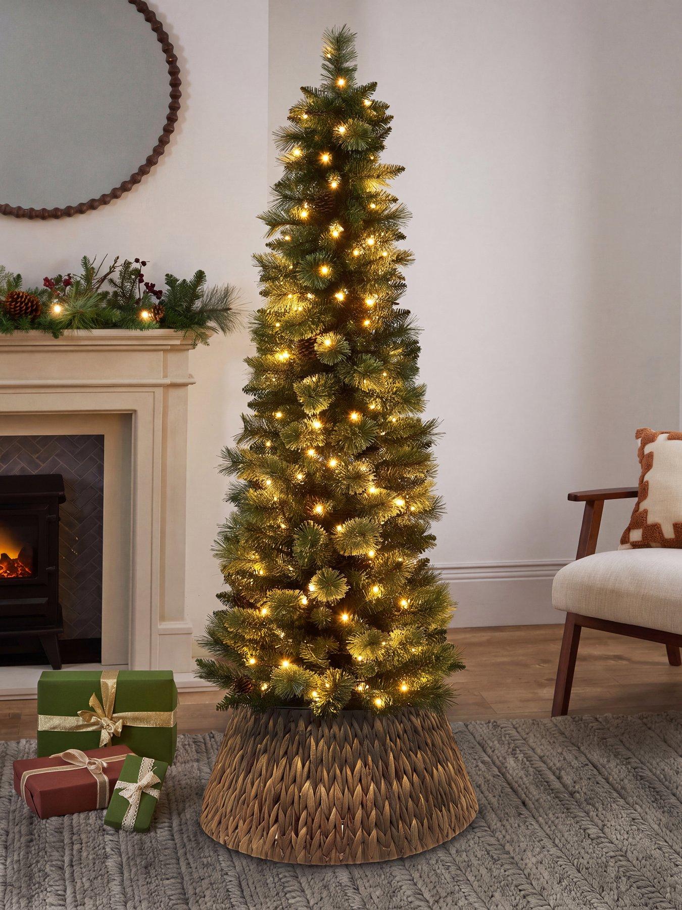 The Very Collection 6Ft Pre Lit Cashmere Pencil Tree With Pinecones