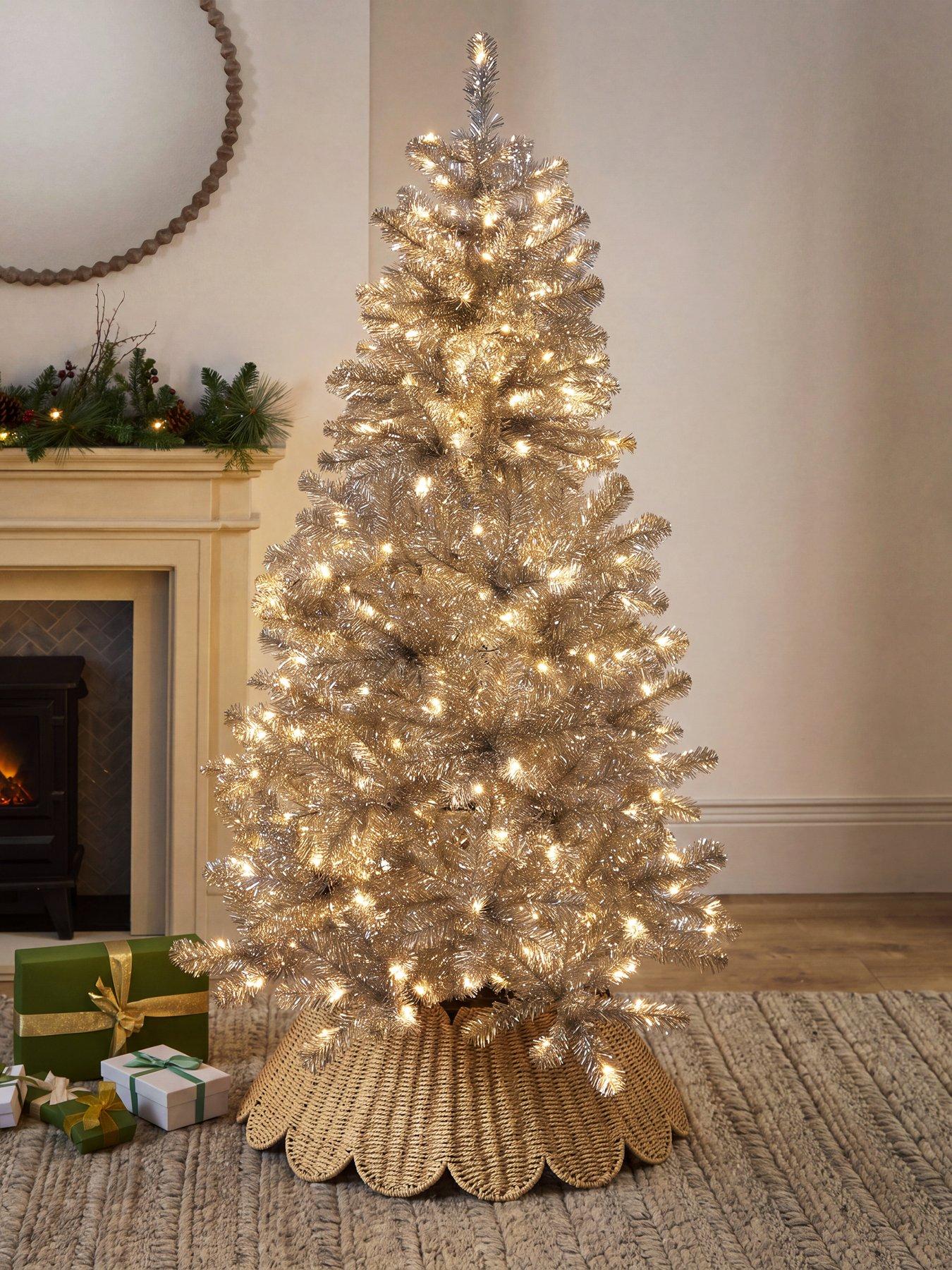 The Very Collection 6Ft Prelit Tinsel Champagne Gold Pre Lit Christmas Tree