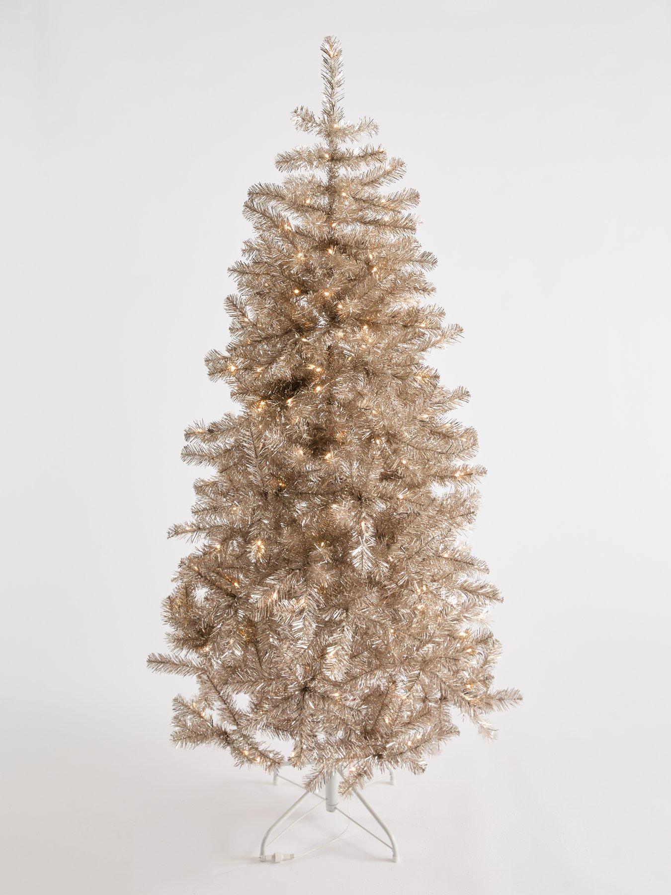 Image 3 of 8 of The Very Collection 6Ft Prelit Tinsel Champagne Gold Pre Lit Christmas Tree