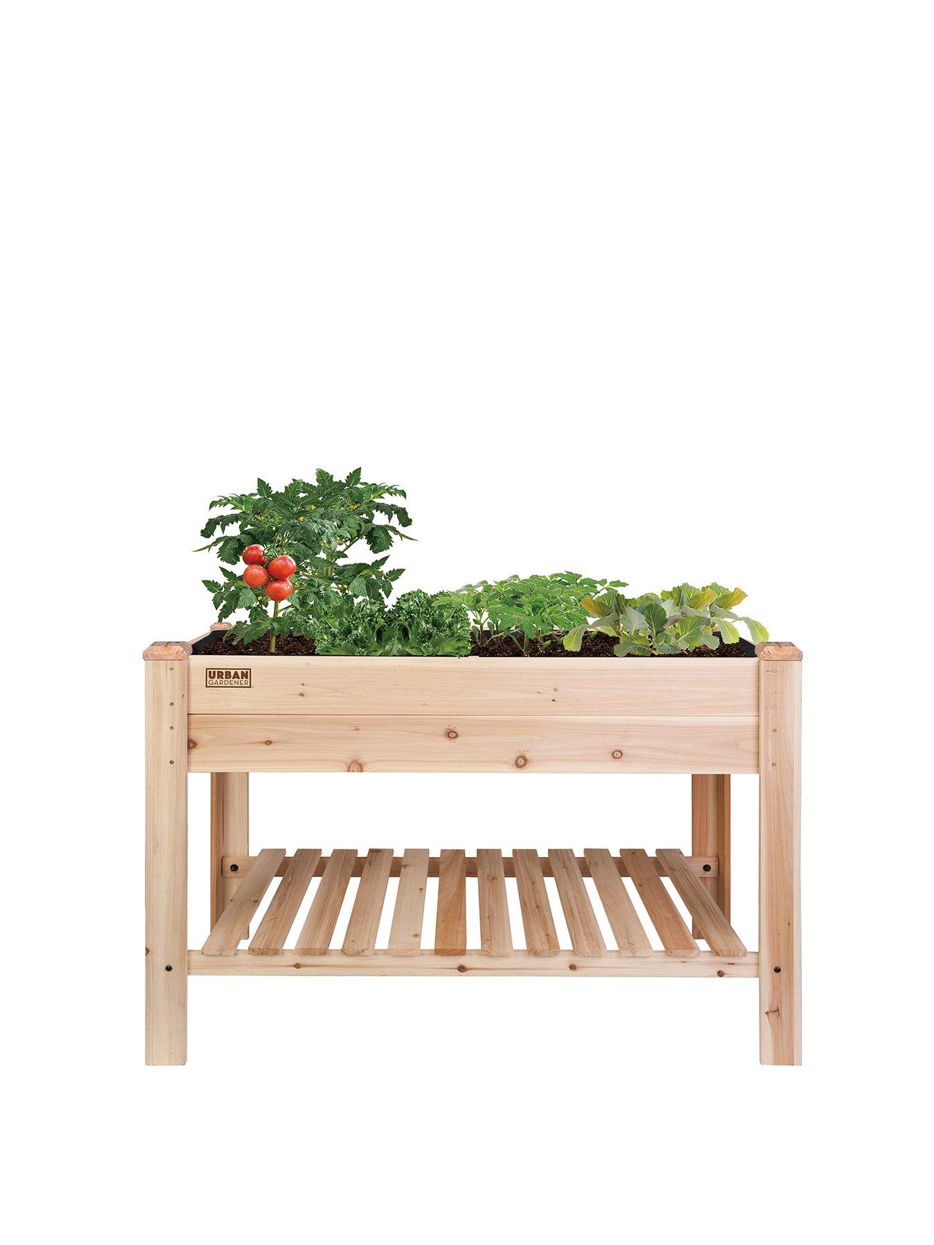 Image 2 of 2 of Panacea Ceder Elevated Garden Planter With Liner And Shelf