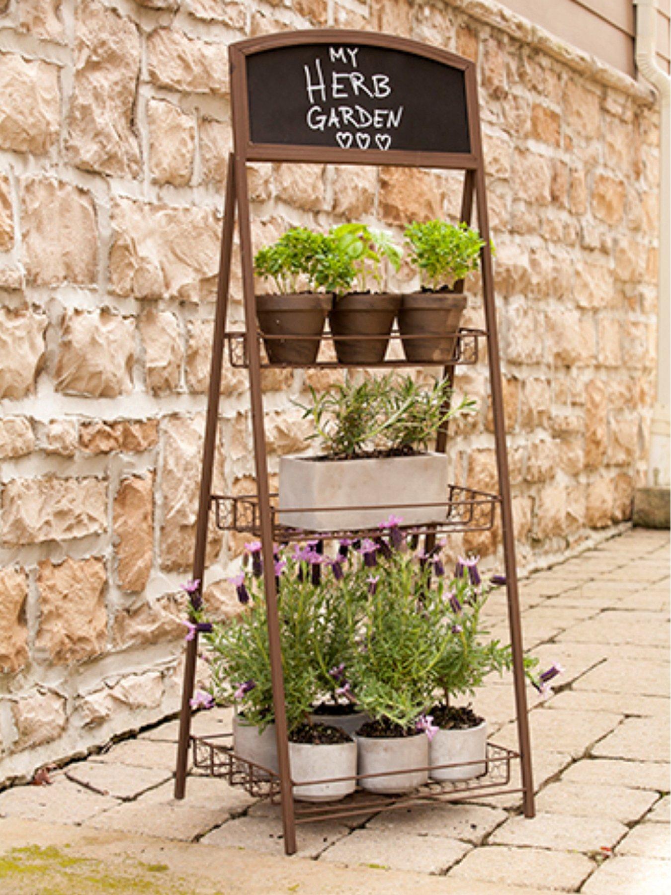 Panacea 3 Teir Rustic Folding Chalkboard Plant Stand