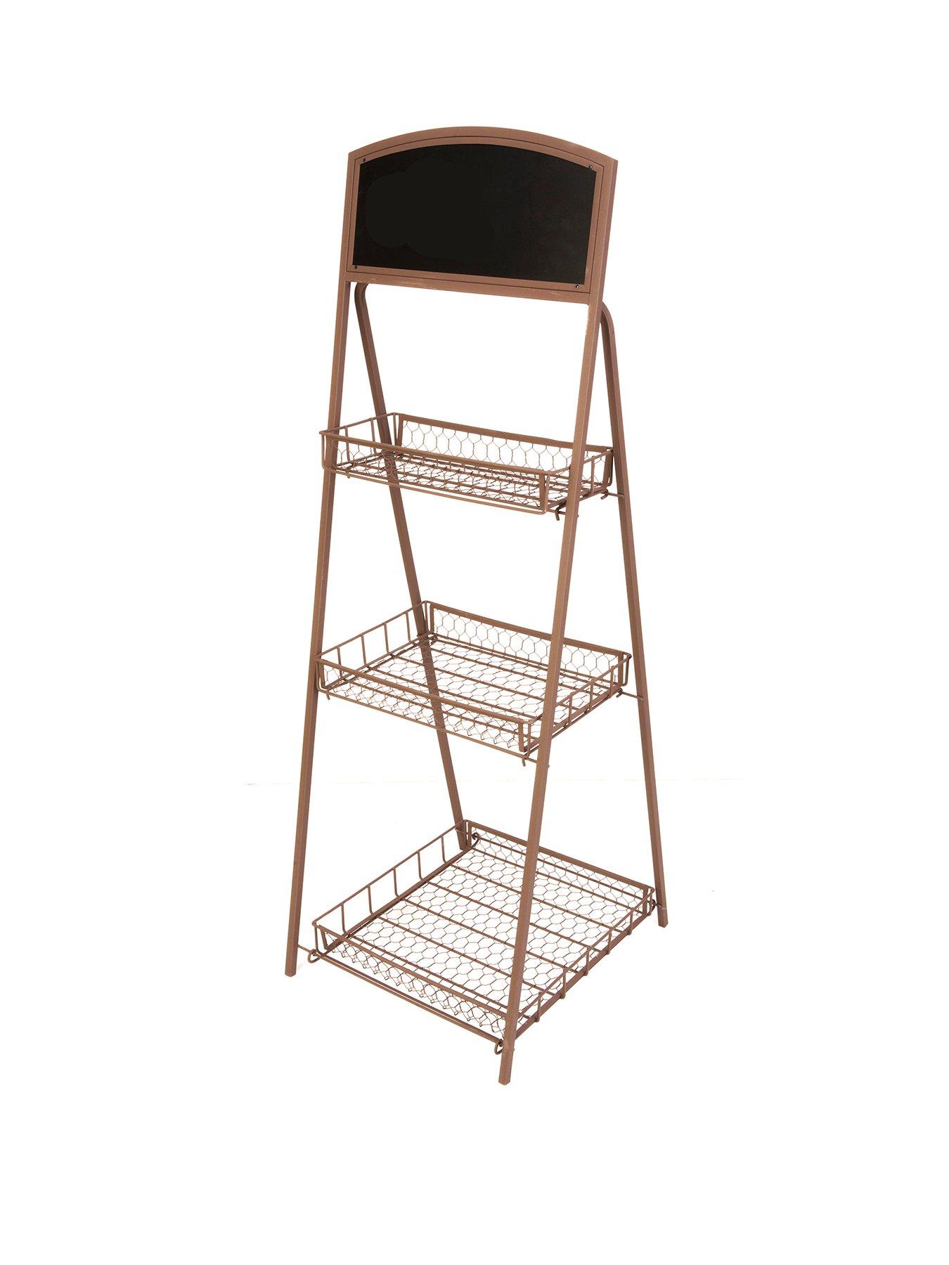 Image 2 of 2 of Panacea 3 Tier Rustic Folding Chalkboard Plant Stand