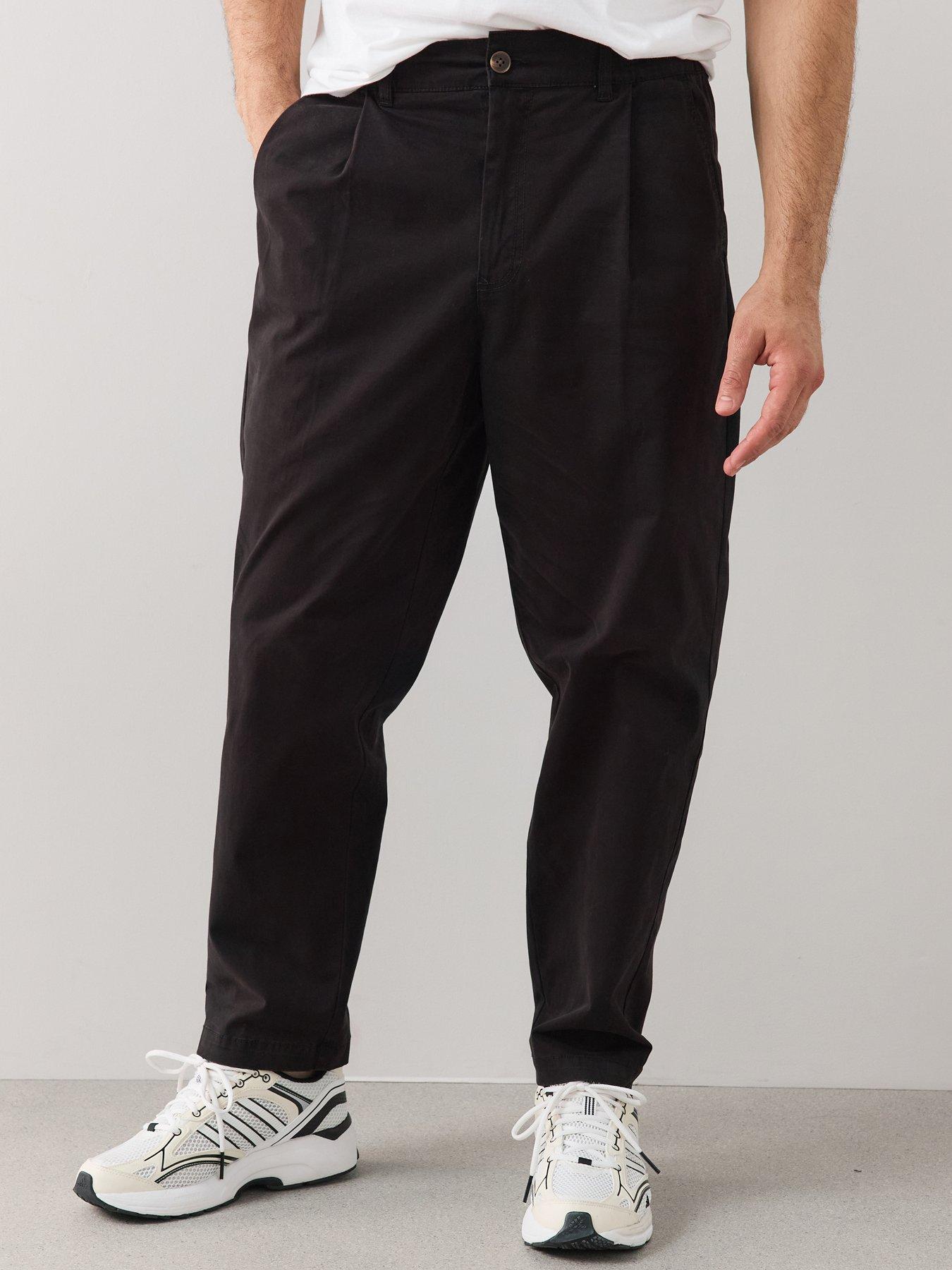 The Very Collection Cotton Rich Elasticated Waist Tapered Trousers - Black