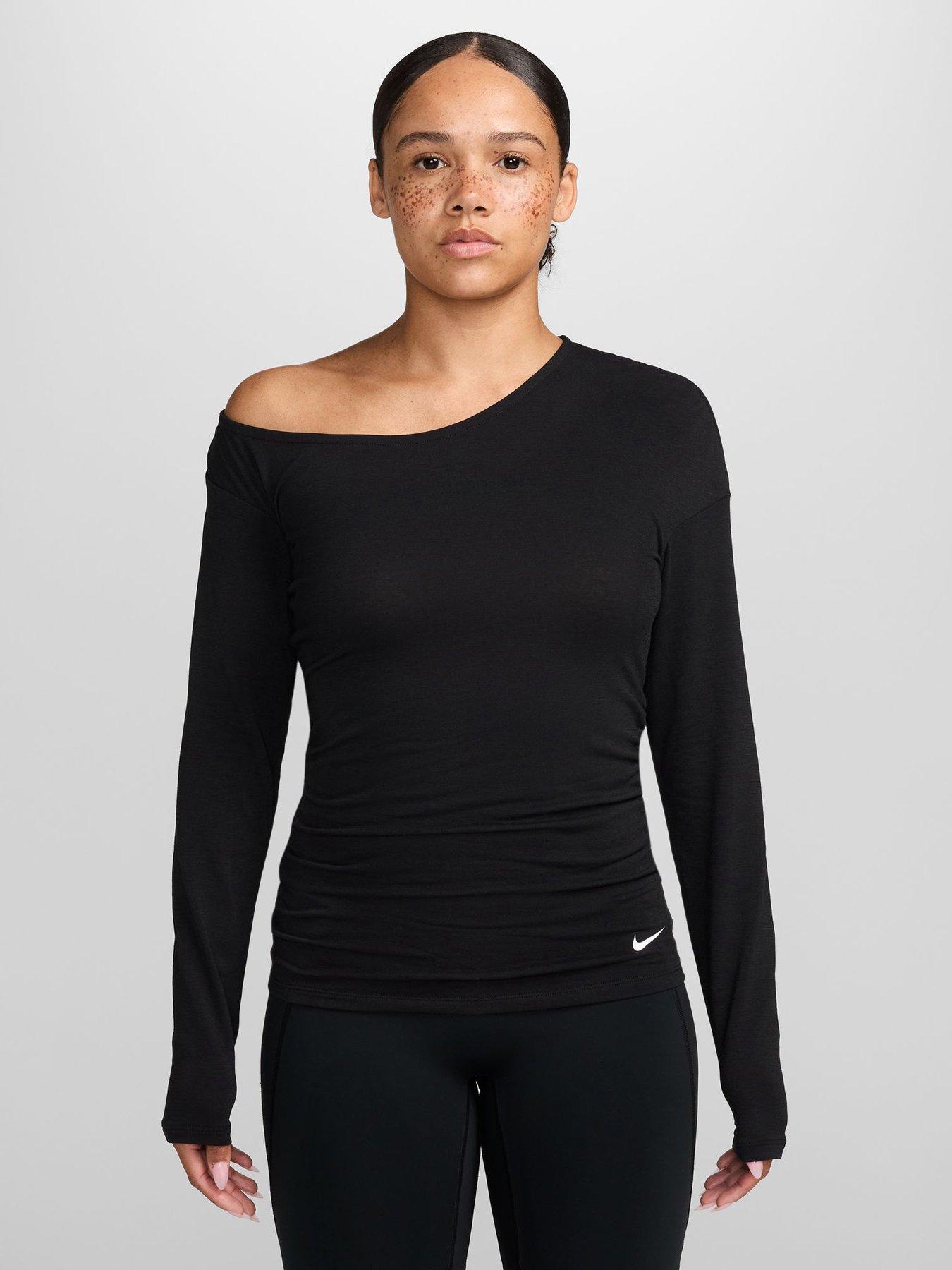 Image 1 of 3 of Nike Womens Training One Dri-FIT Relaxed Boatneck Top - Black