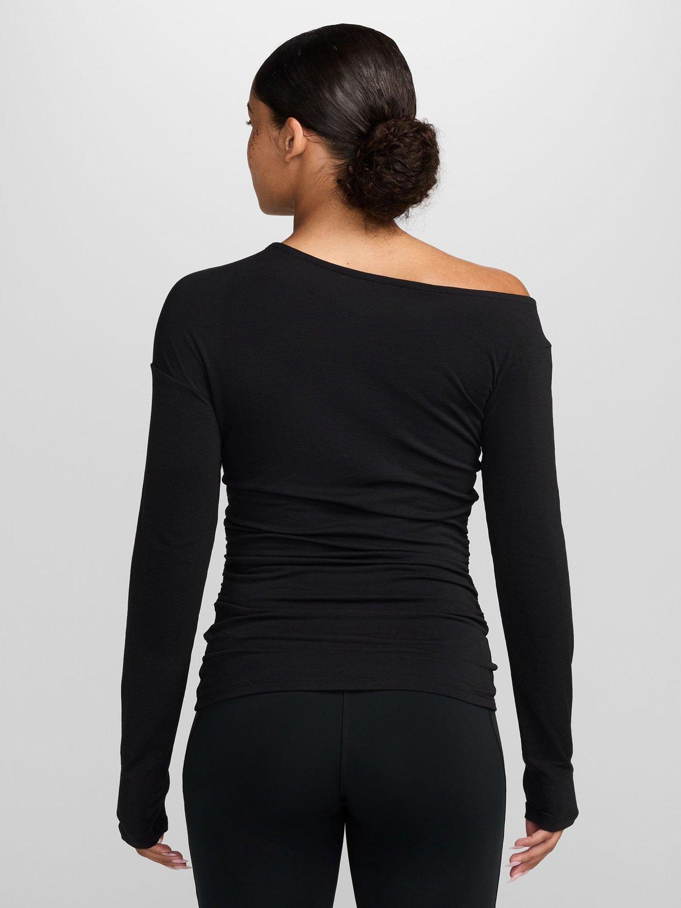 Image 2 of 3 of Nike Womens Training One Dri-FIT Relaxed Boatneck Top - Black