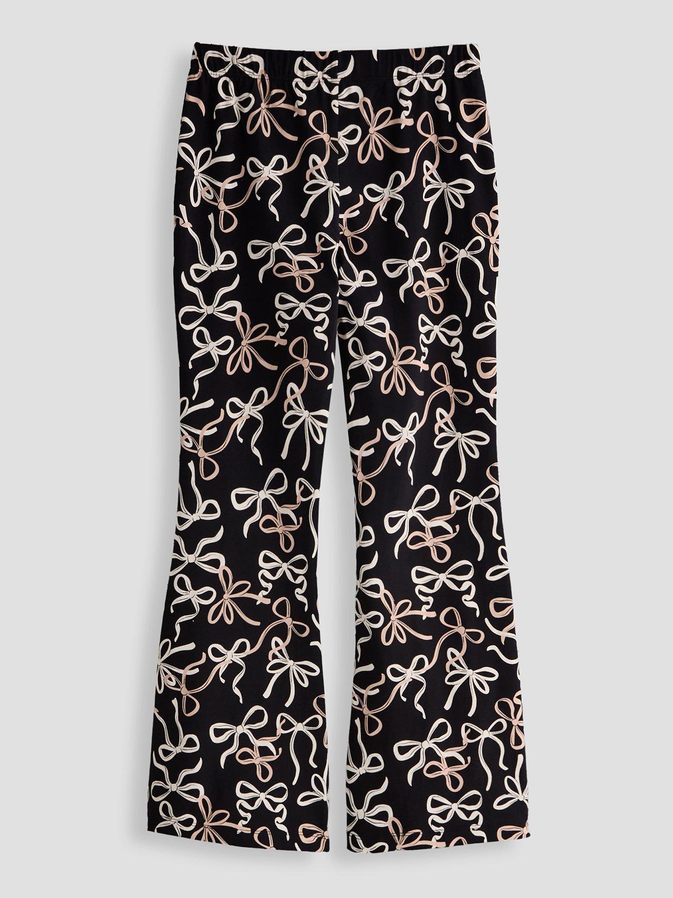 Image 2 of 4 of The Very Collection Girls Bow Print Flare Leggings (3 - 16 years) - Black