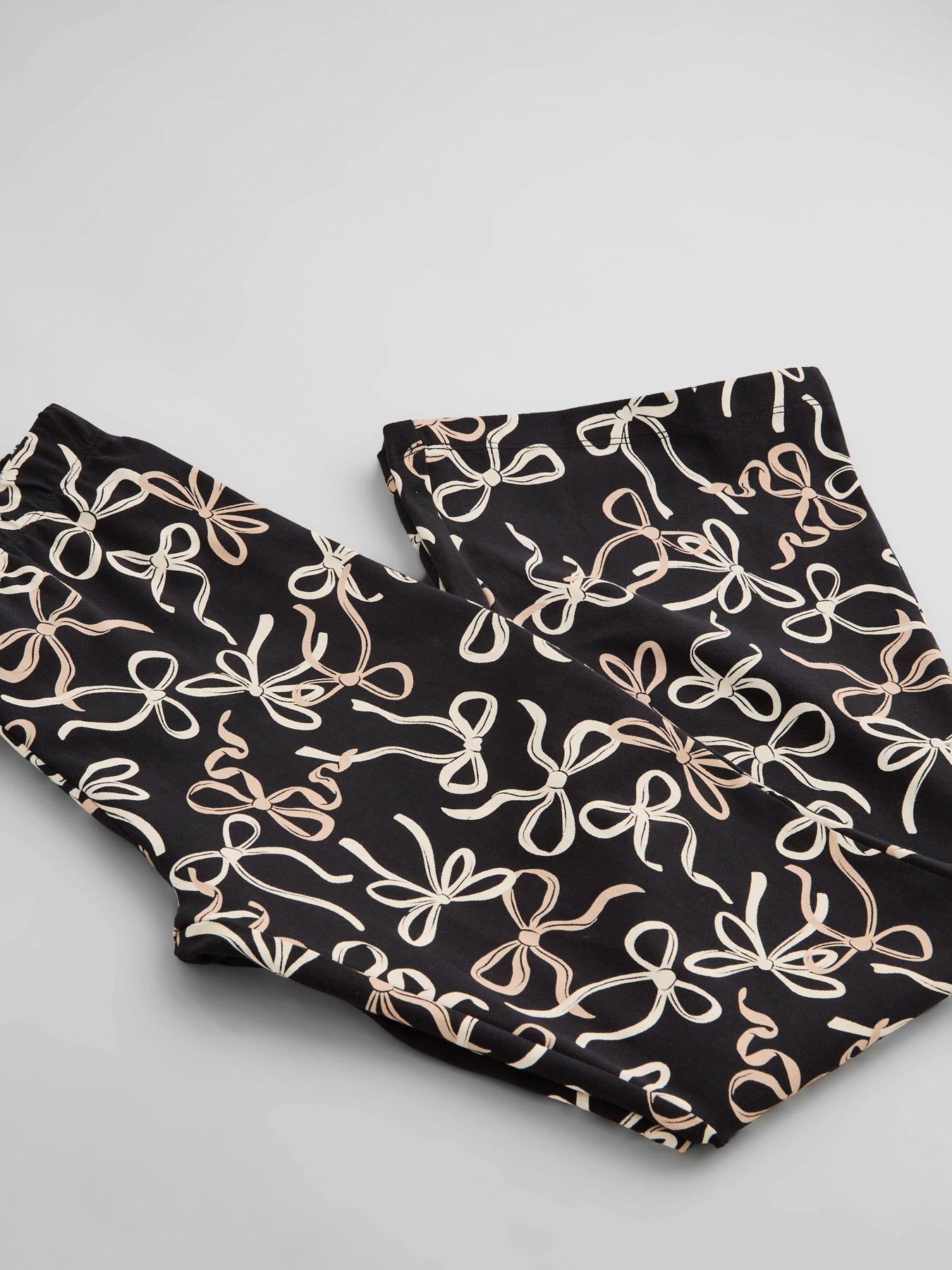 Image 3 of 4 of The Very Collection Girls Bow Print Flare Leggings (3 - 16 years) - Black