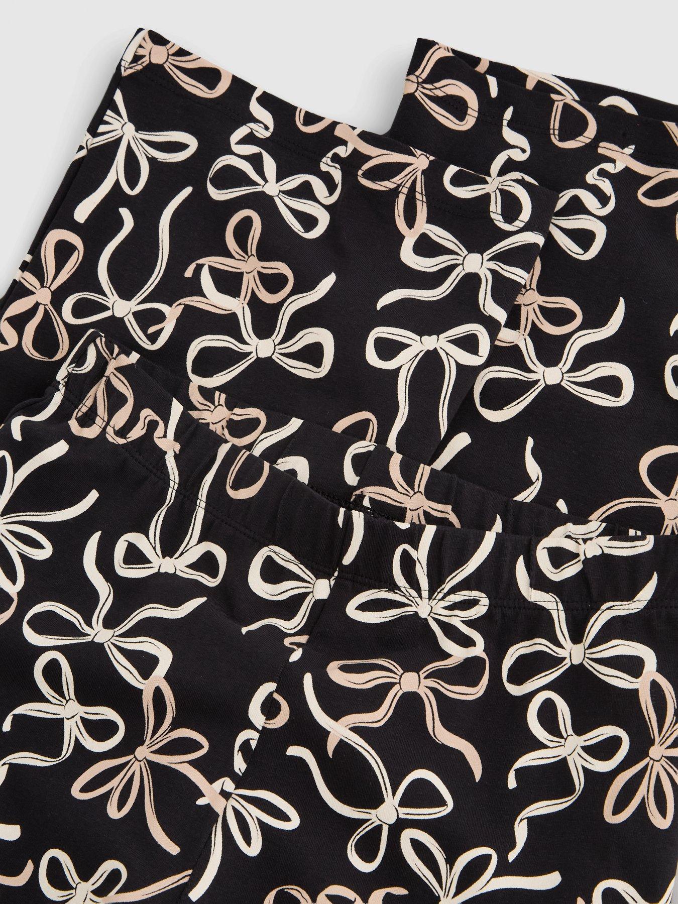 Image 4 of 4 of The Very Collection Girls Bow Print Flare Leggings (3 - 16 years) - Black