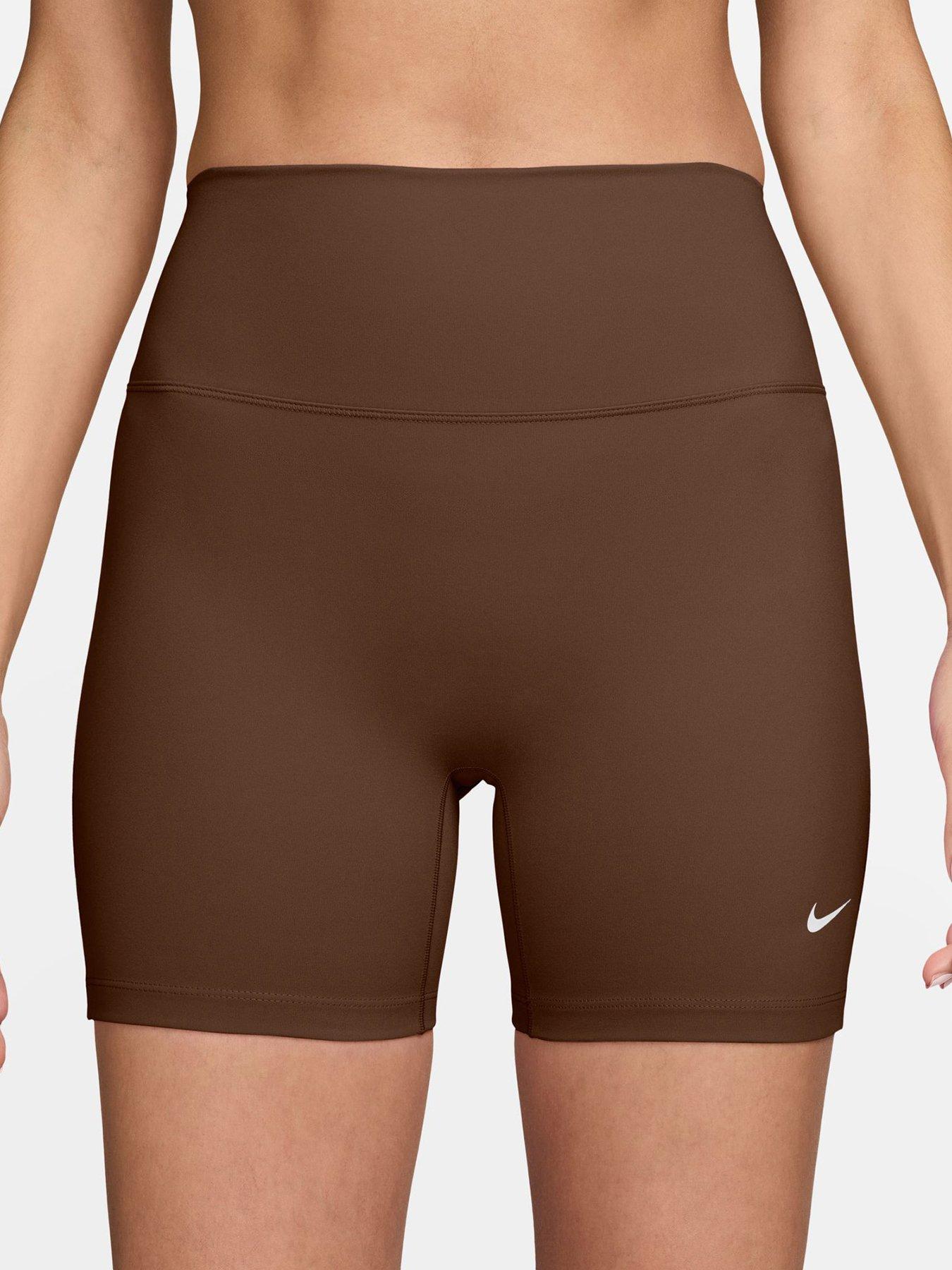 Image 1 of 4 of Nike Womens Training Dri-FIT One High Rise 5 Inch Bike Shorts - Brown