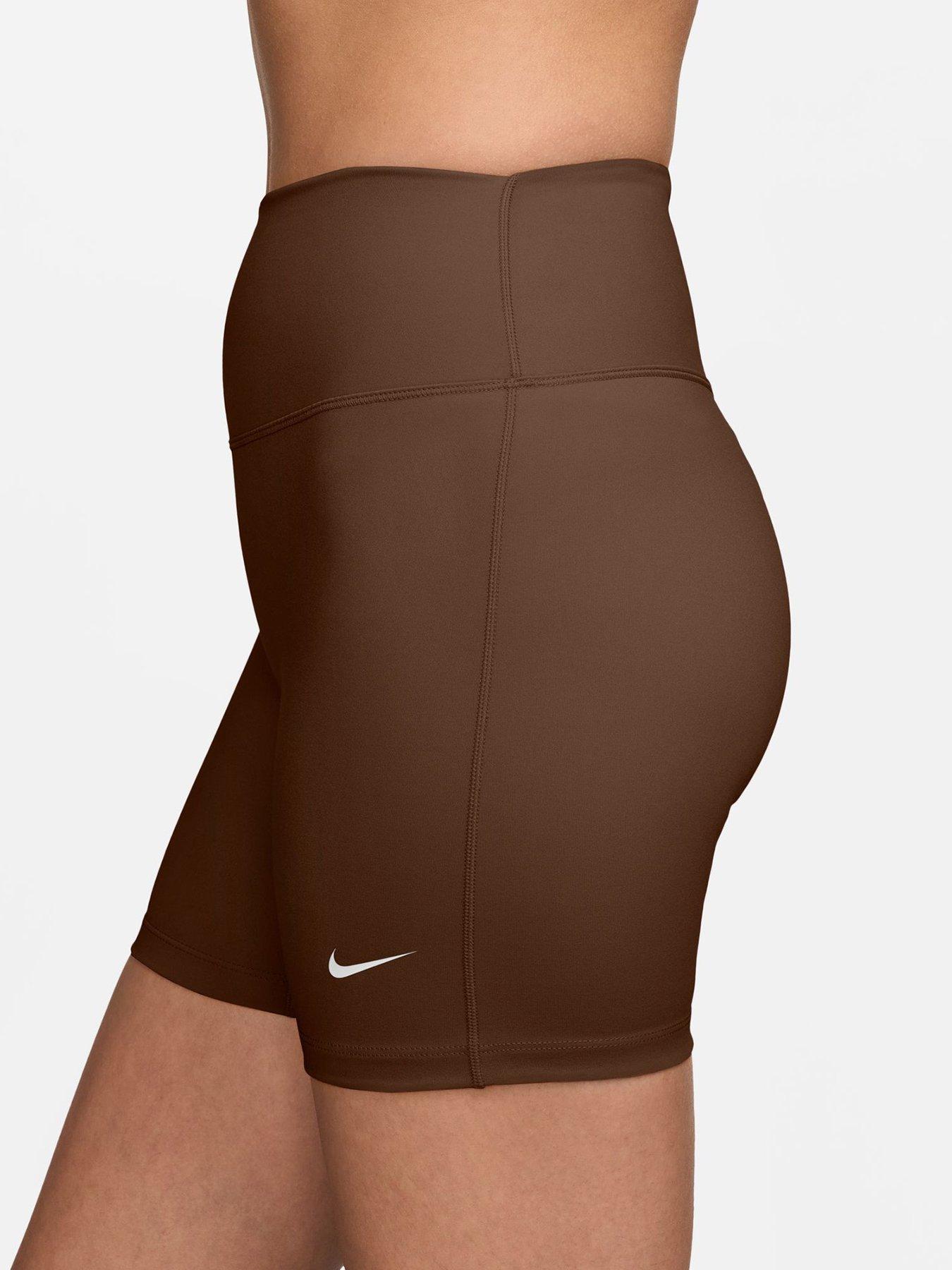 Image 3 of 4 of Nike Womens Training Dri-FIT One High Rise 5 Inch Bike Shorts - Brown