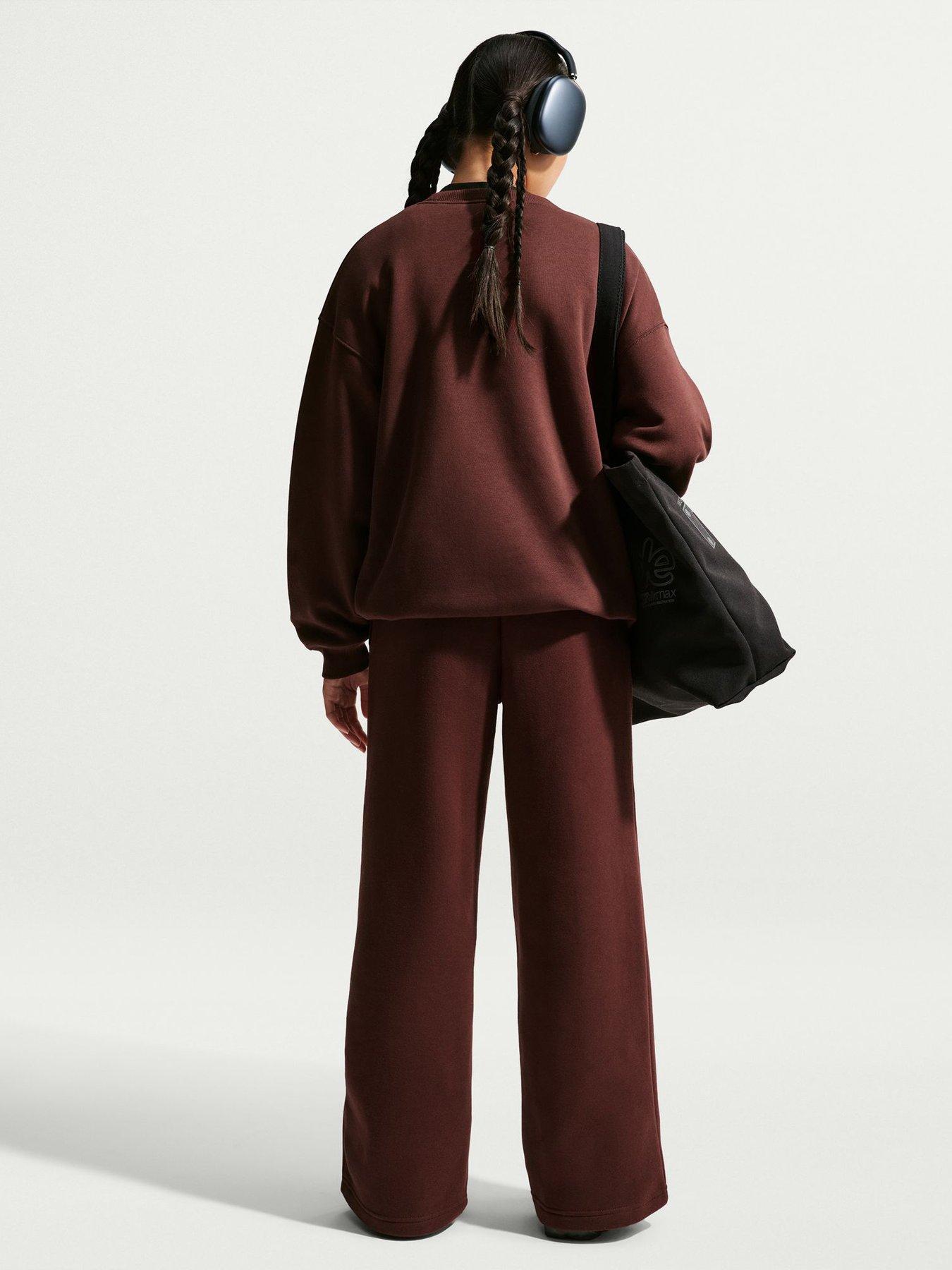 Image 2 of 6 of Nike Girls Studio Club Fleece Open Hem Jogging Bottoms - Red