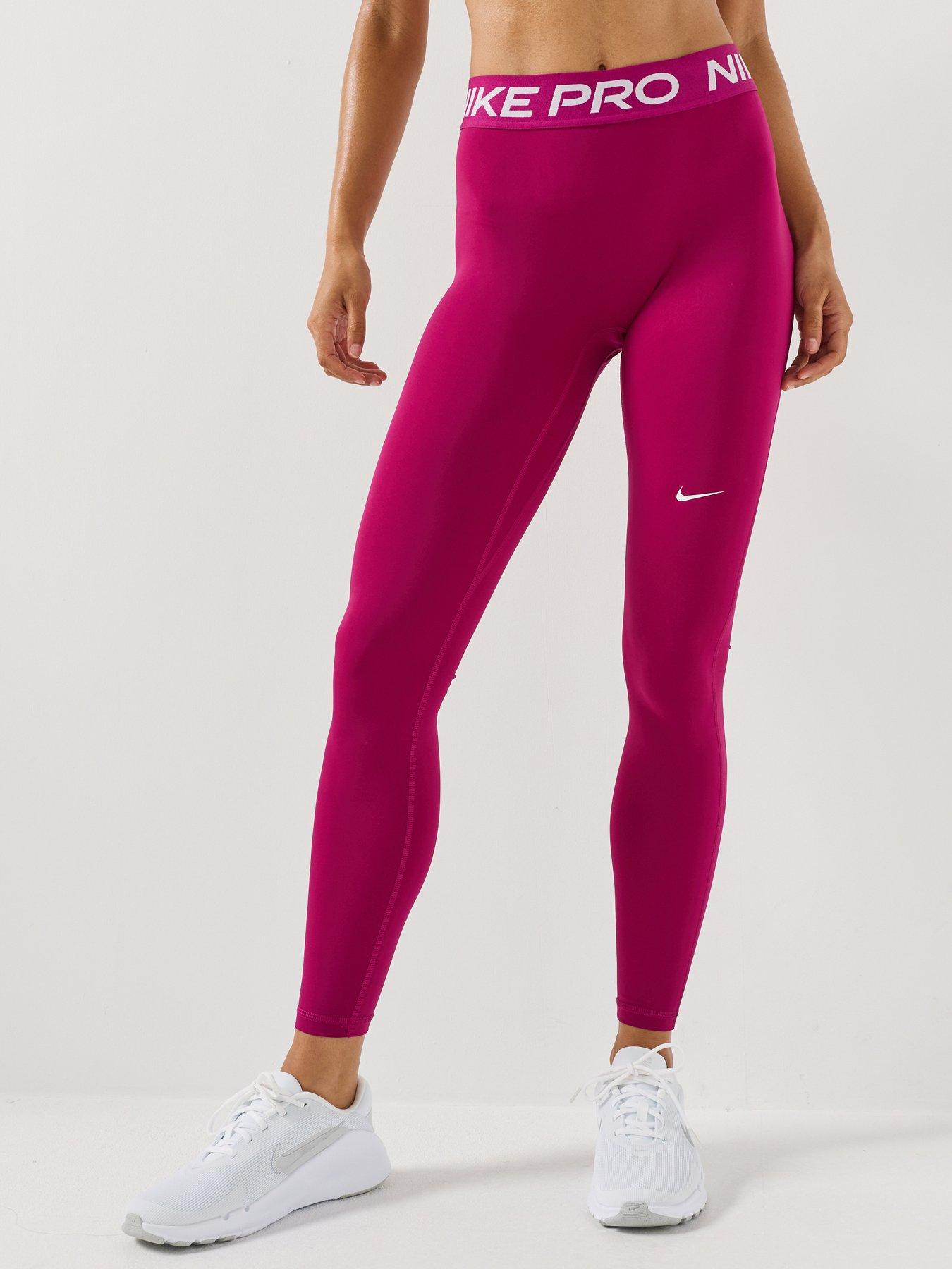 Image 1 of 6 of Nike Womens Pro 365 Midi Rise Cropped Training Tights - True Berry/White