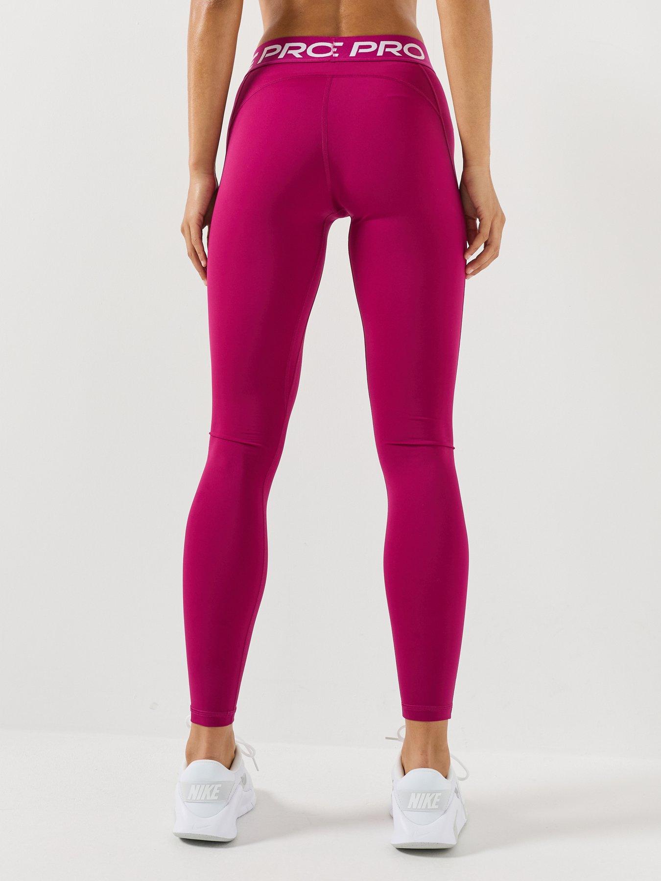 Image 2 of 6 of Nike Womens Pro 365 Midi Rise Cropped Training Tights - True Berry/White