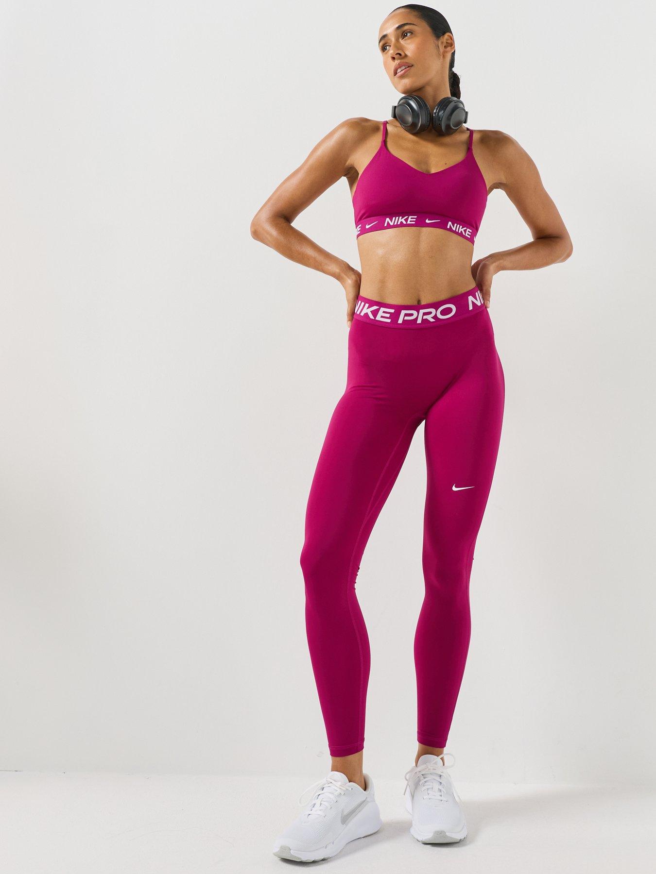 Image 3 of 6 of Nike Womens Pro 365 Midi Rise Cropped Training Tights - True Berry/White