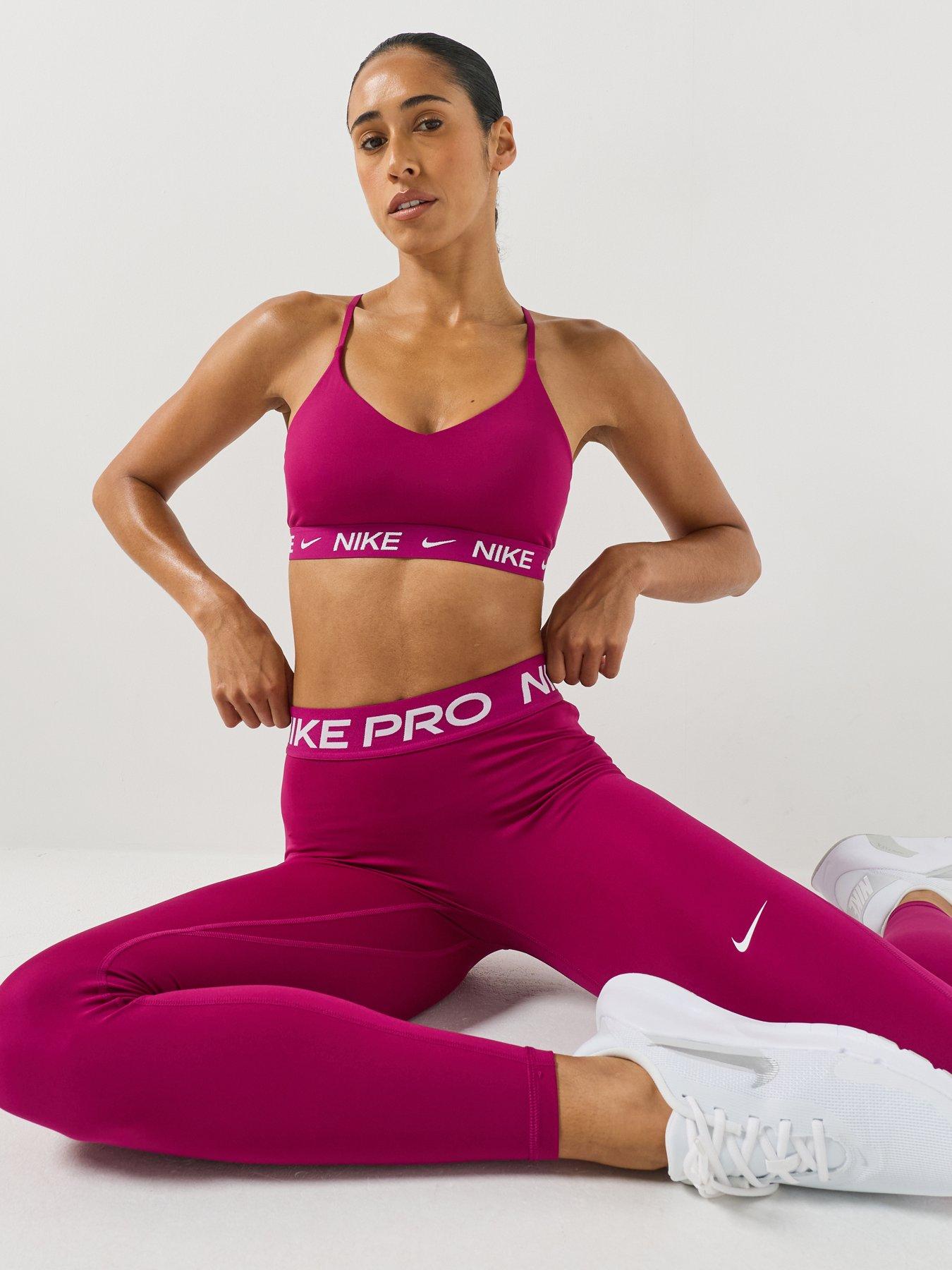 Image 6 of 6 of Nike Womens Pro 365 Midi Rise Cropped Training Tights - True Berry/White