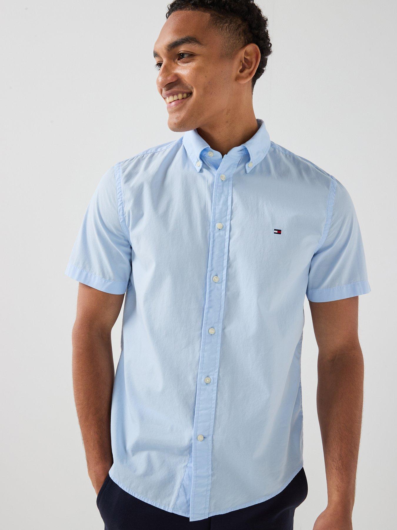 Tommy Hilfiger Core Flex Poplin Short Sleeved Shirt - Blue