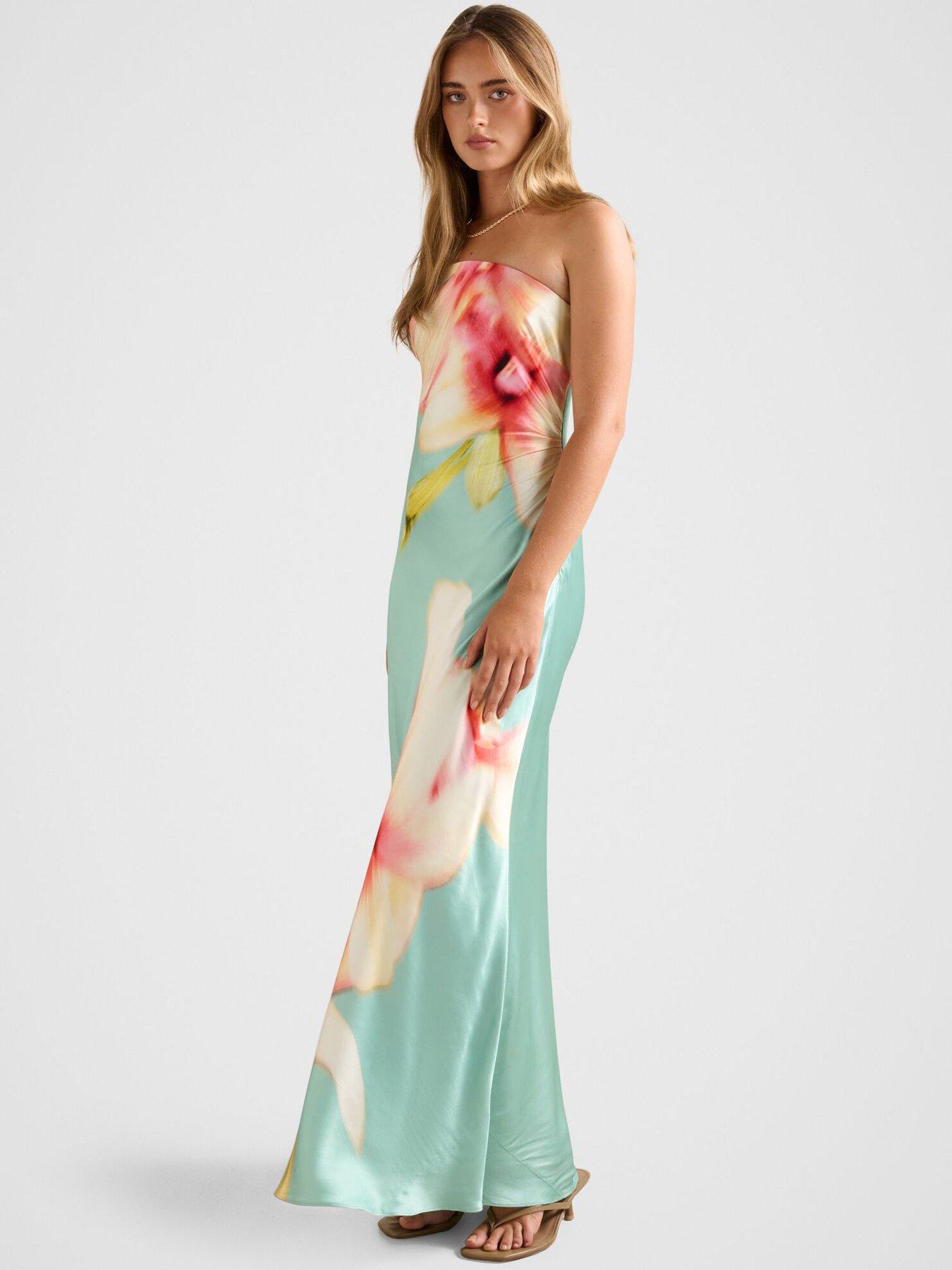 Forever New Estelle Satin Strapless Maxi - Multi