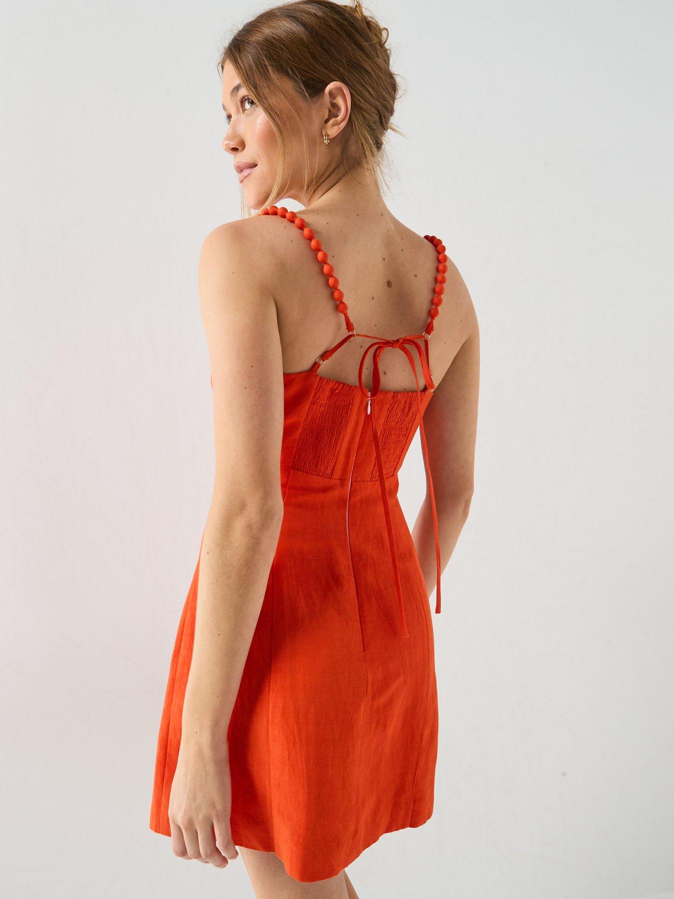 forever new orange dress Danni Asym Bow Midi Dress Orange Fire