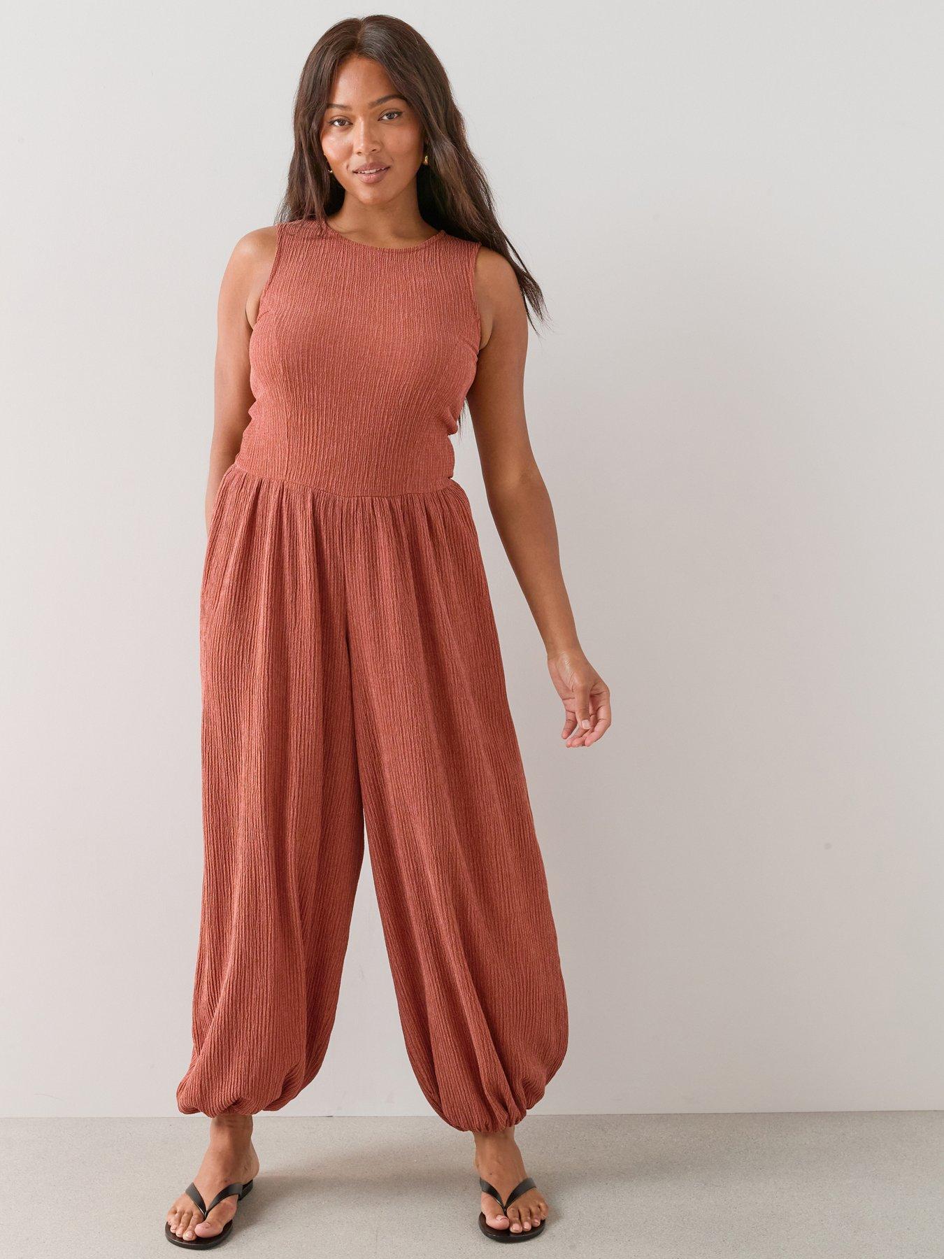 The Very Collection Curve Balloon Trouser Jumpsuit - Dark Orange
