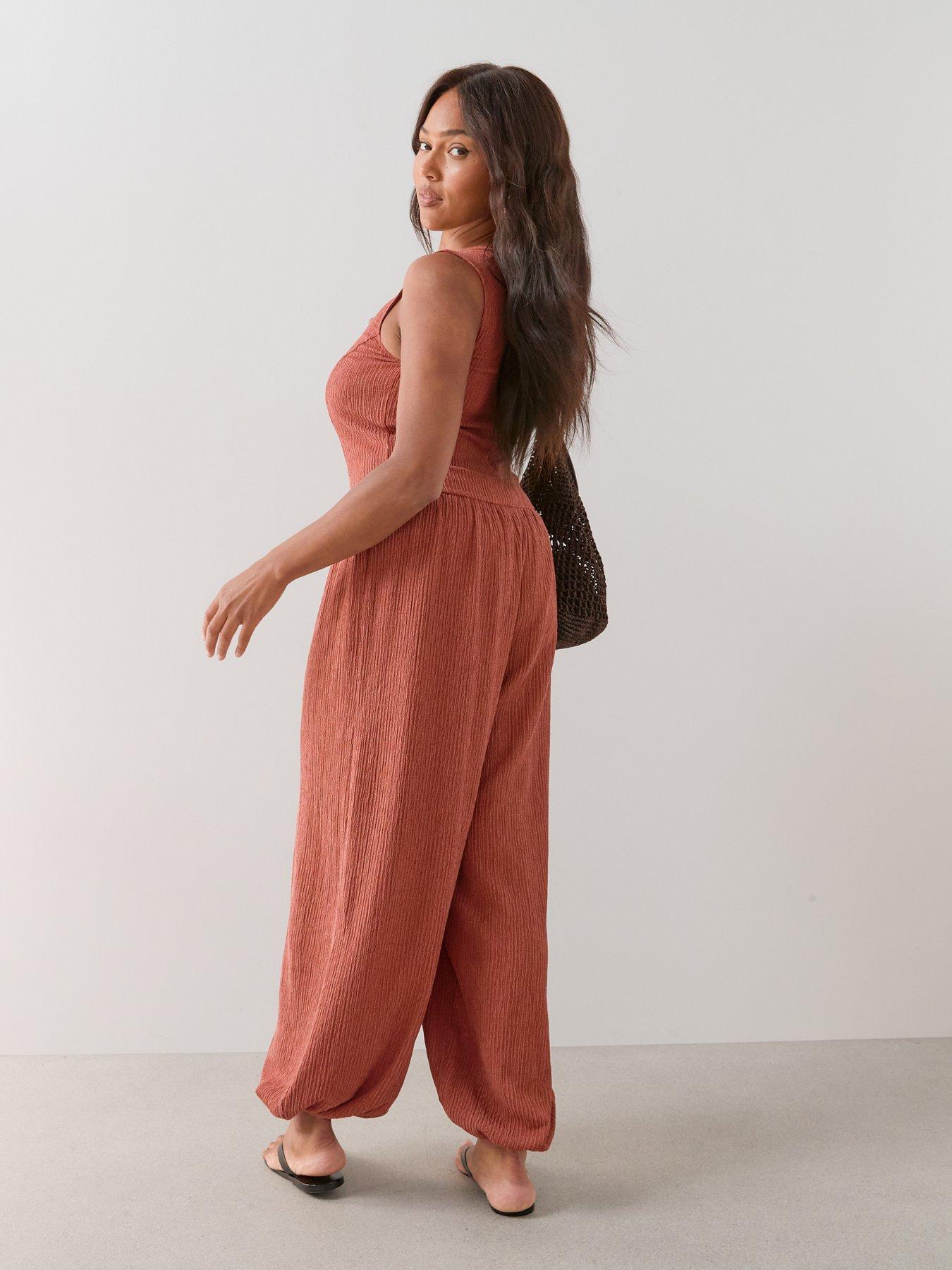 Image 2 of 6 of The Very Collection Curve Balloon Trouser Jumpsuit - Dark Orange