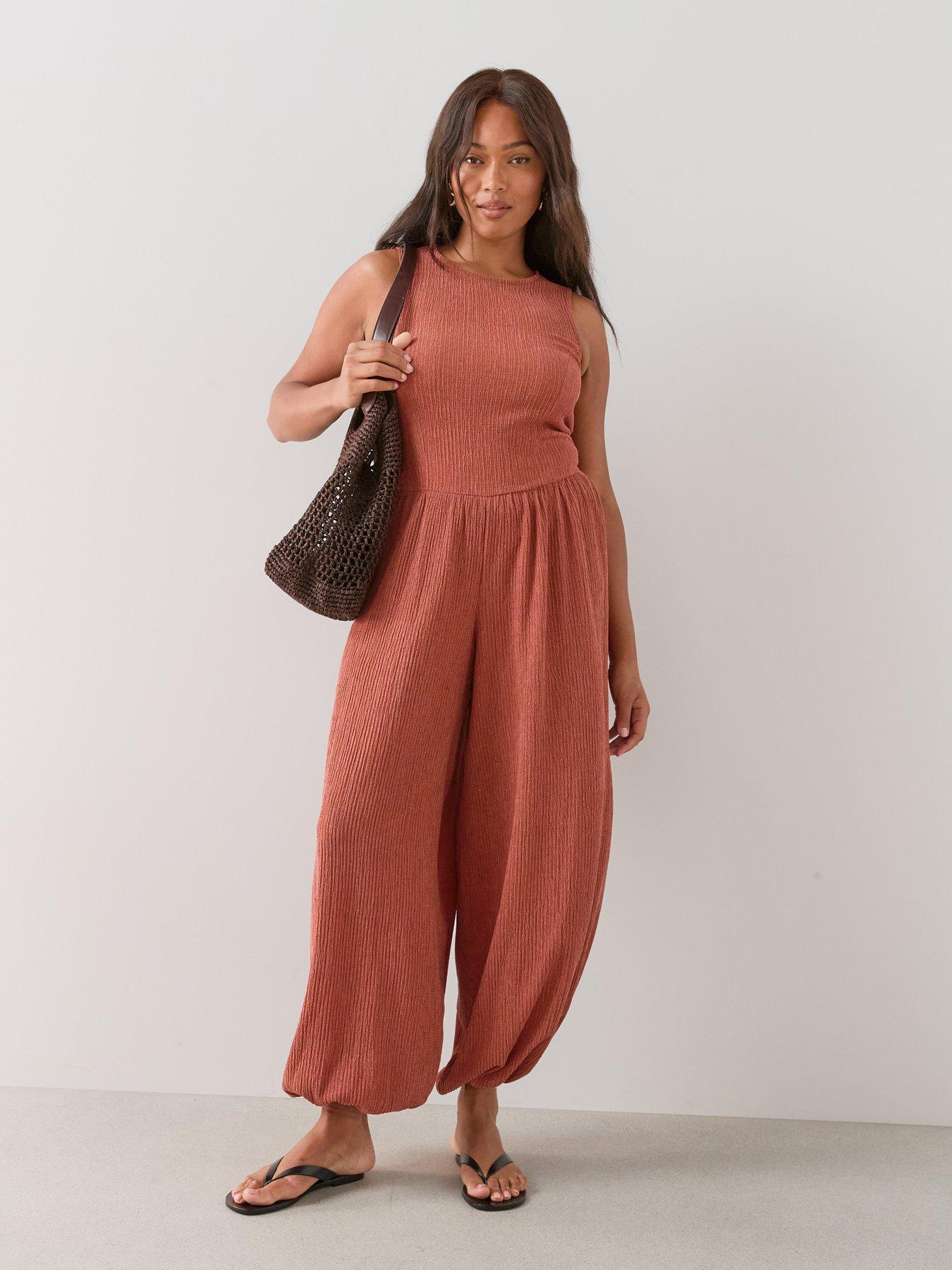 Image 3 of 6 of The Very Collection Curve Balloon Trouser Jumpsuit - Dark Orange