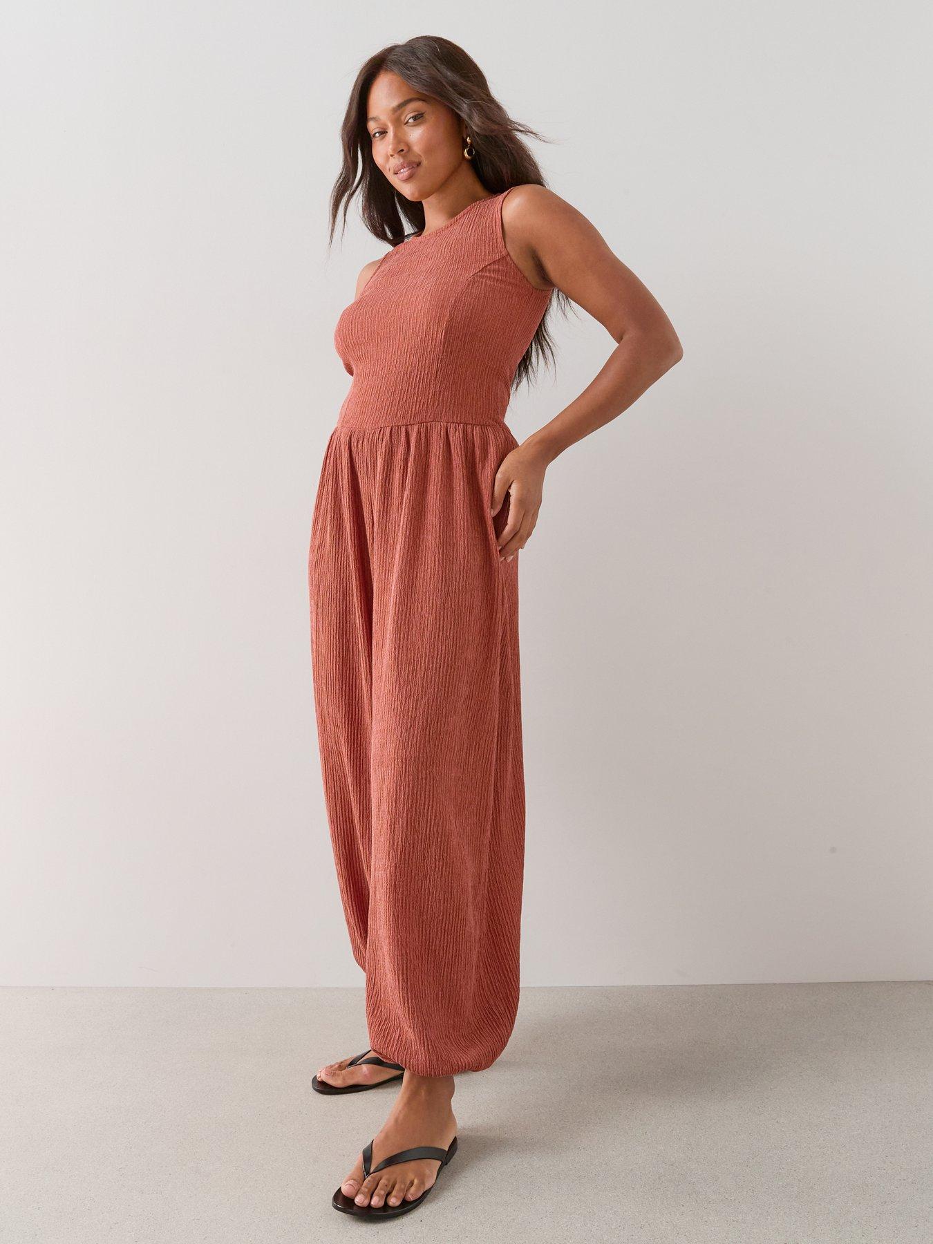 Image 4 of 6 of The Very Collection Curve Balloon Trouser Jumpsuit - Dark Orange