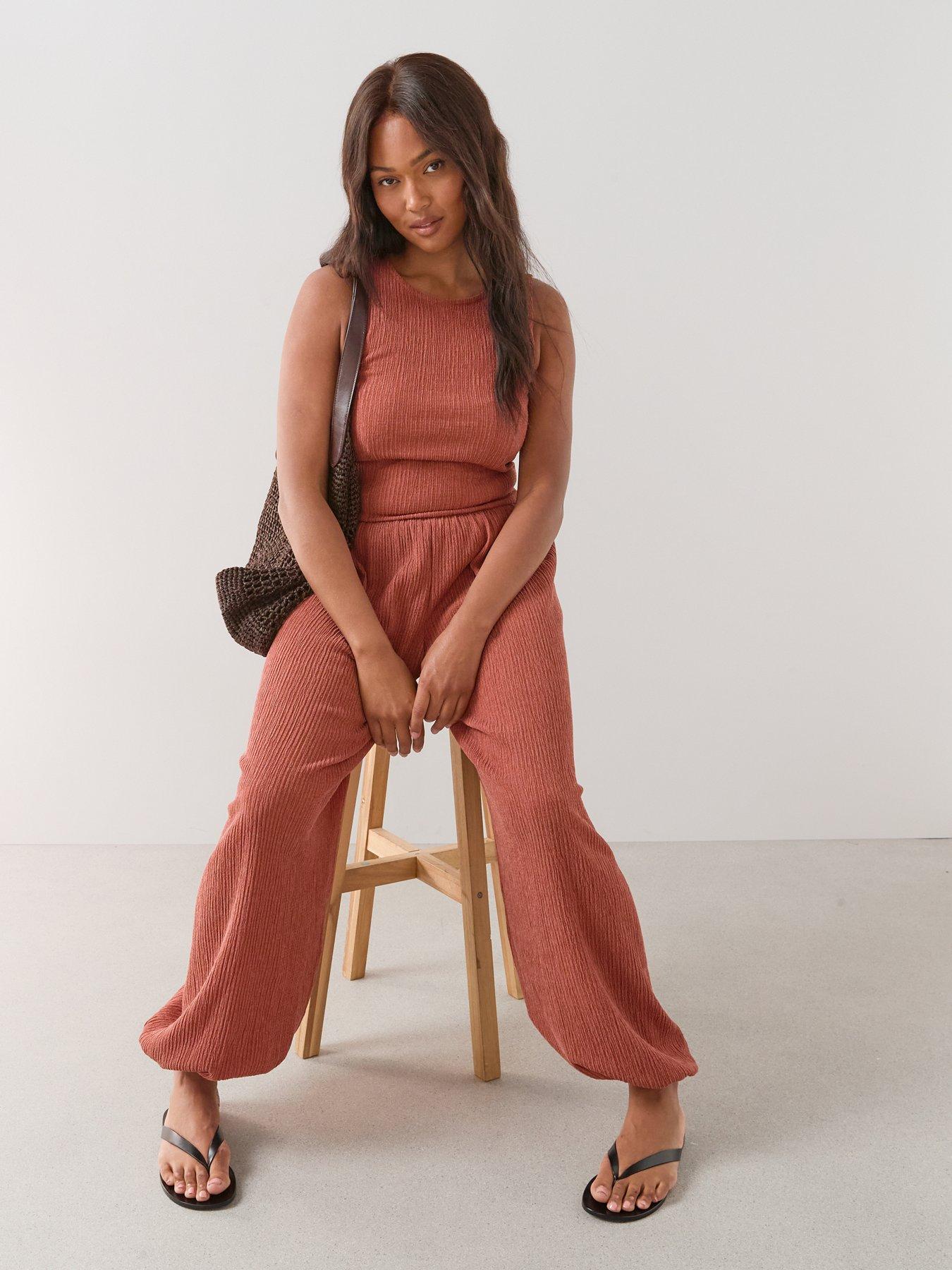 Image 6 of 6 of The Very Collection Curve Balloon Trouser Jumpsuit - Dark Orange