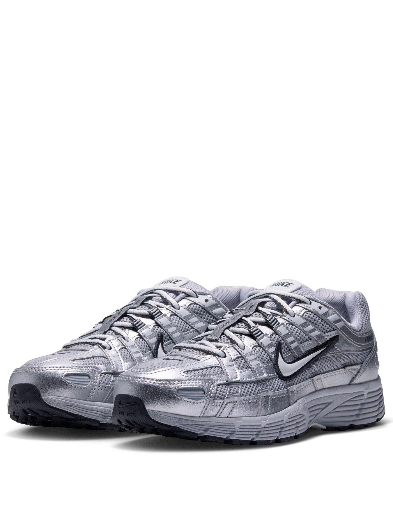 Image 2 of 7 of Nike Womens P-6000 Metallic Detail Trainers - Grey/Off White-Mtlc Silver