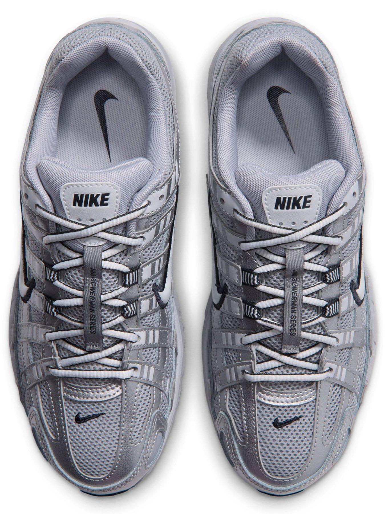 Image 4 of 7 of Nike Womens P-6000 Metallic Detail Trainers - Grey/Off White-Mtlc Silver