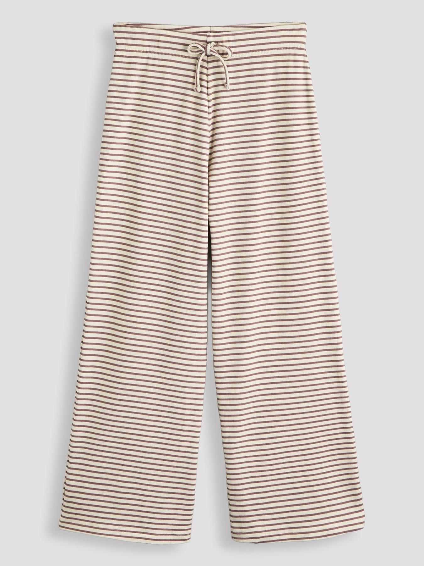 The Very Collection Girls Rib Wide Leg Stripe Basic Trouser