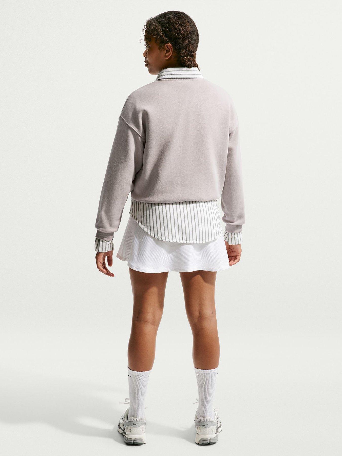 Image 2 of 5 of Nike Junior Girls Studio Club Fleece Relaxed Crew Neck Sweatshirt - Beige